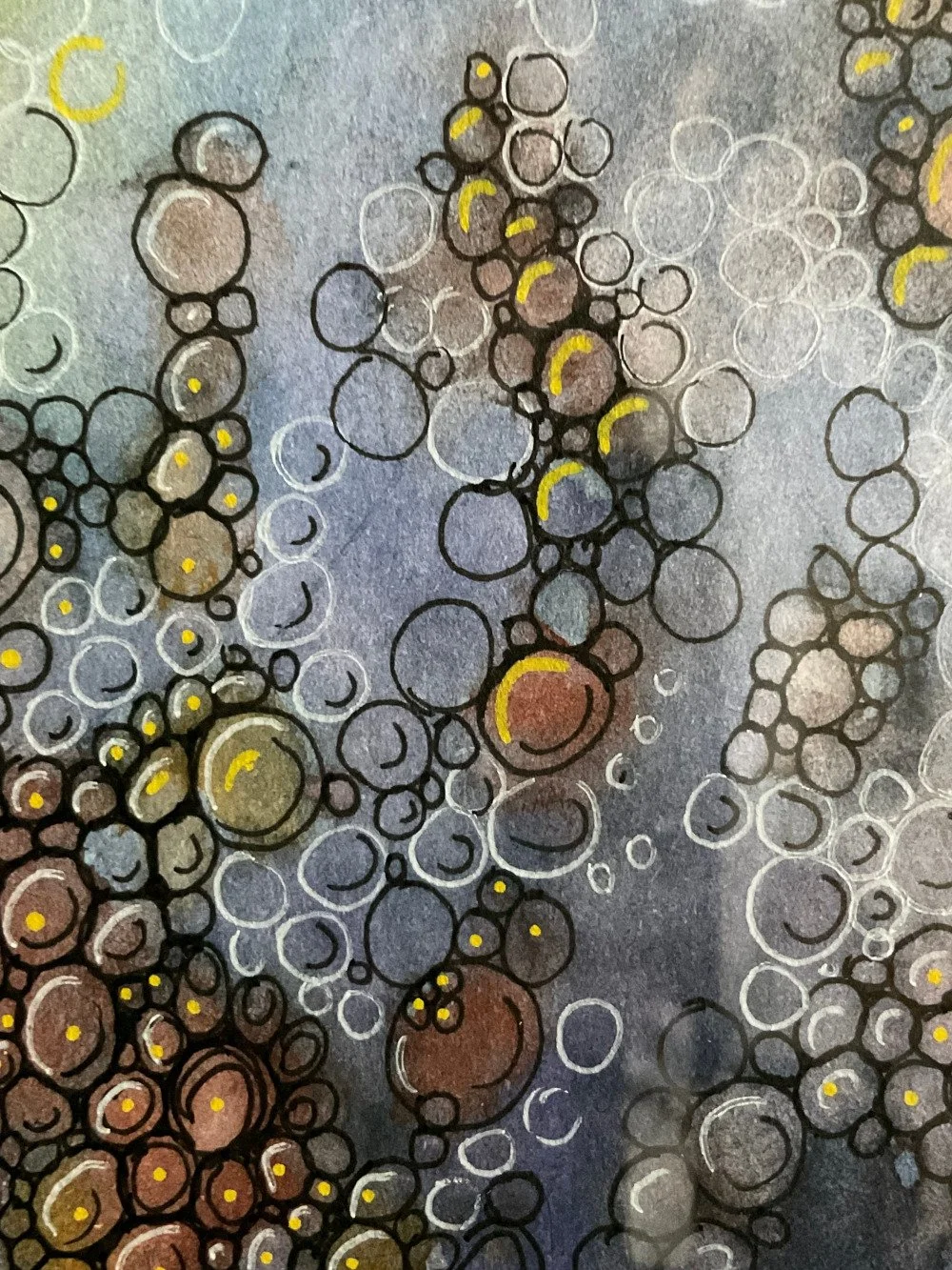 Détail de l'aquarelle aux couleurs douces réalisée par Martine Giguère