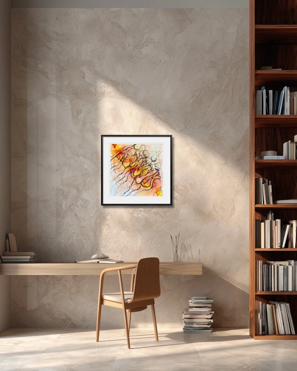 Exemple de décor de l'aquarelle orange réalisée par Martine Giguère