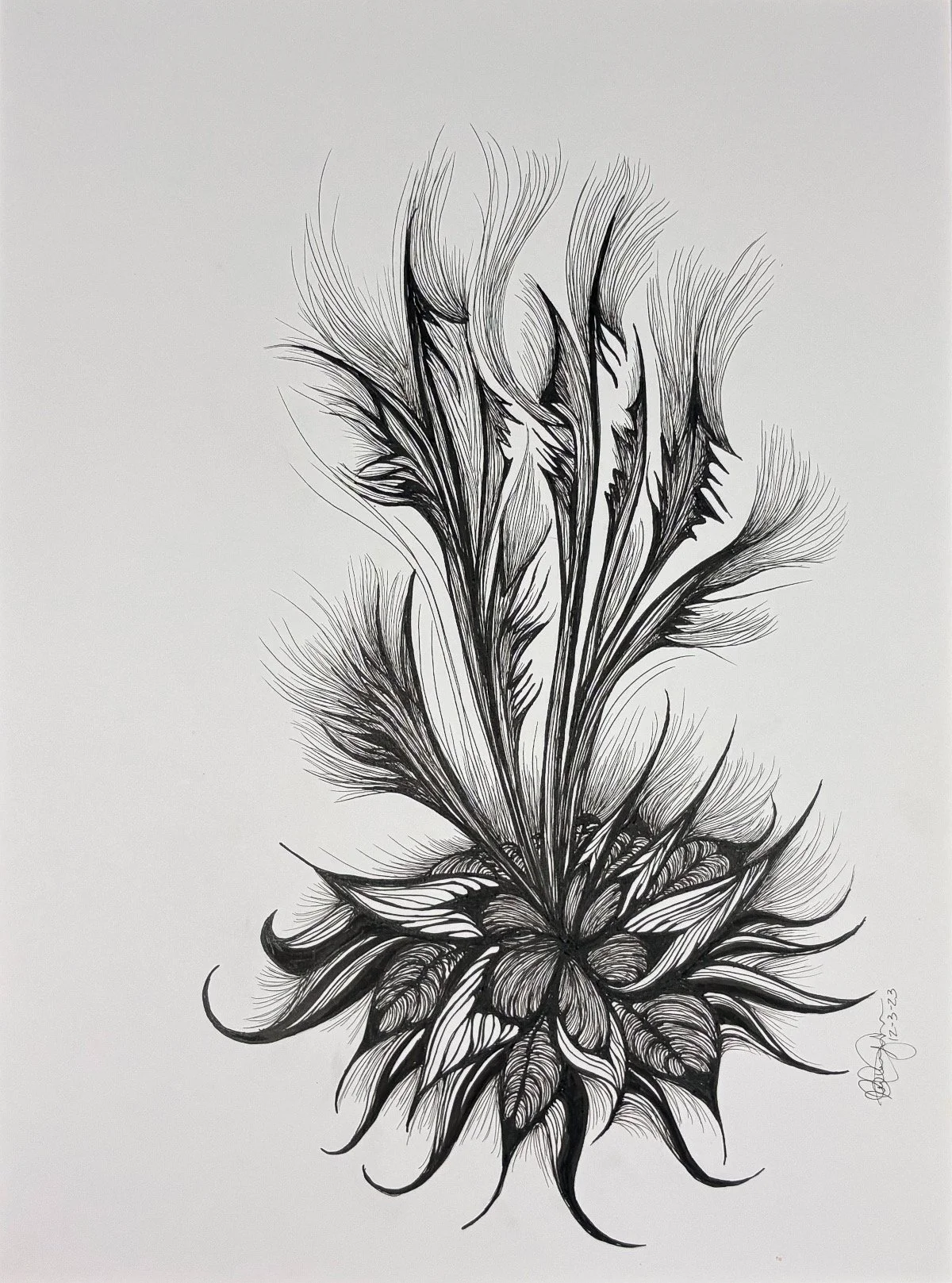 La transformation - encre, 9x12, 100$