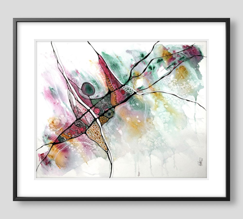 Exemple de décor de l'aquarelle aux couleurs flamboyantes réalisée par Martine Giguère