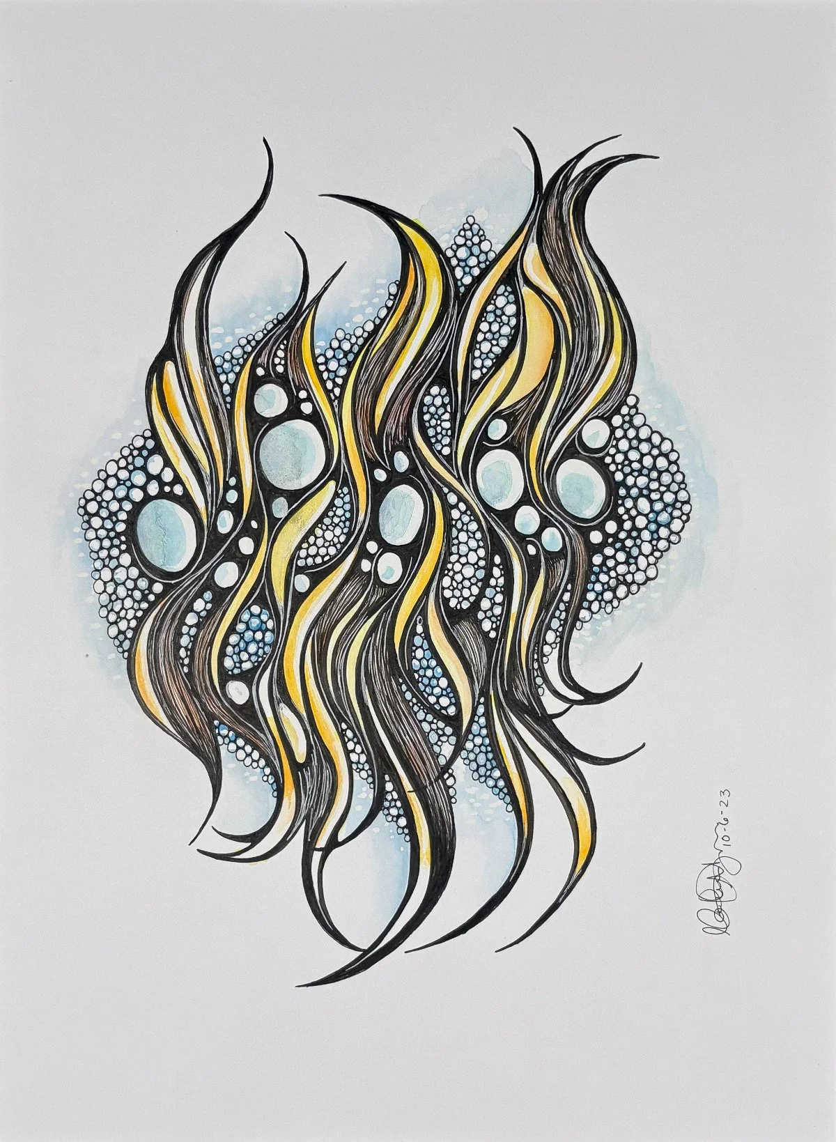 Jour de plage - encre et aquarelle, 9x12, 100$