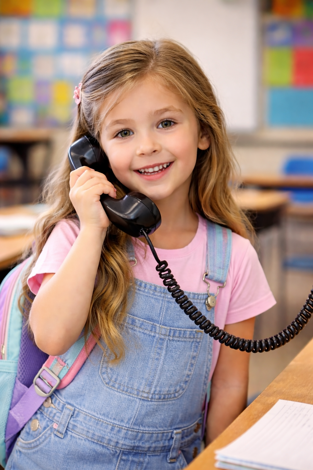 Cute Girl holding the Phone receiver.png
