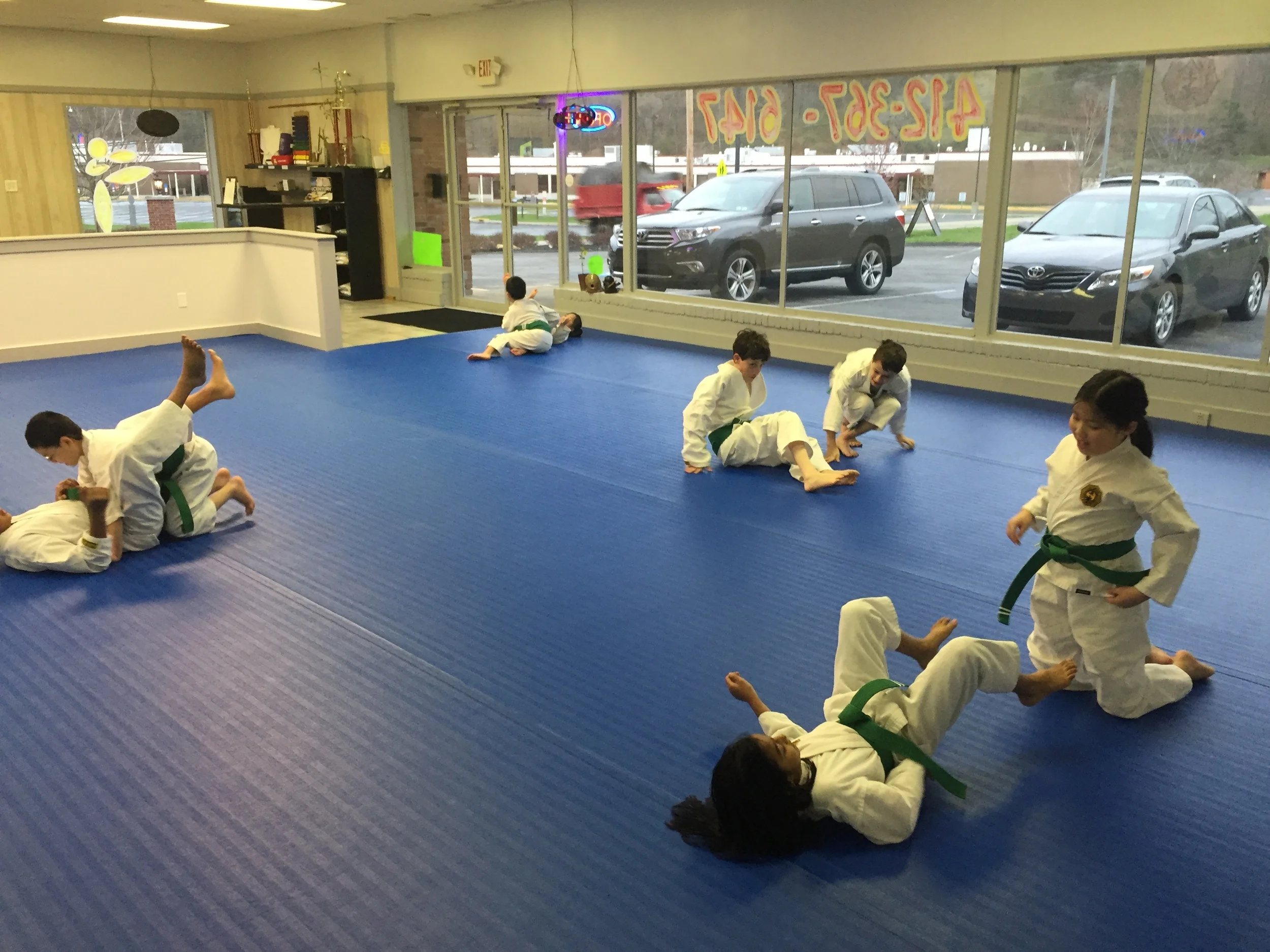  Youth students seen practicing jujitsu. 