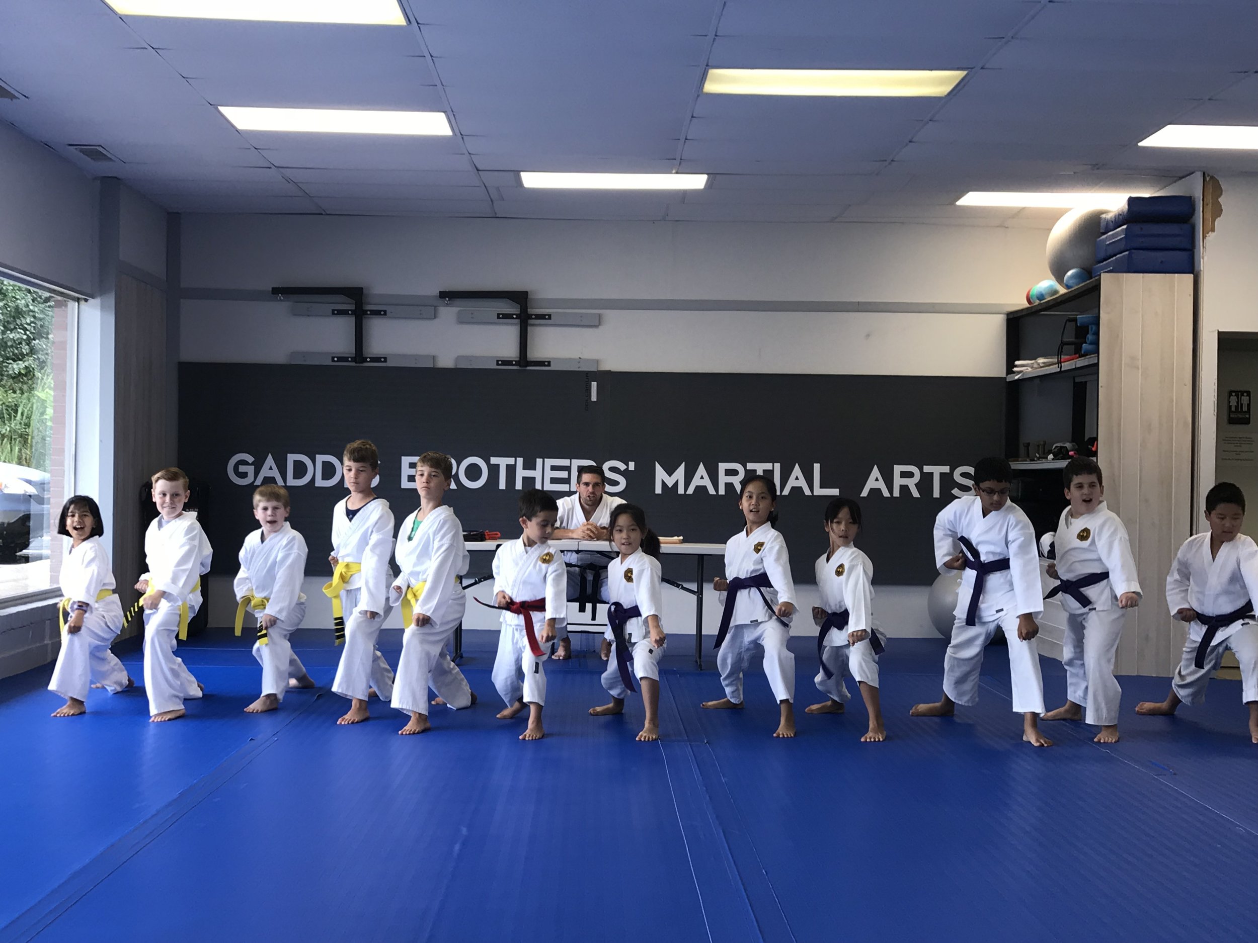  Youth karate students take a rank belt exam. 