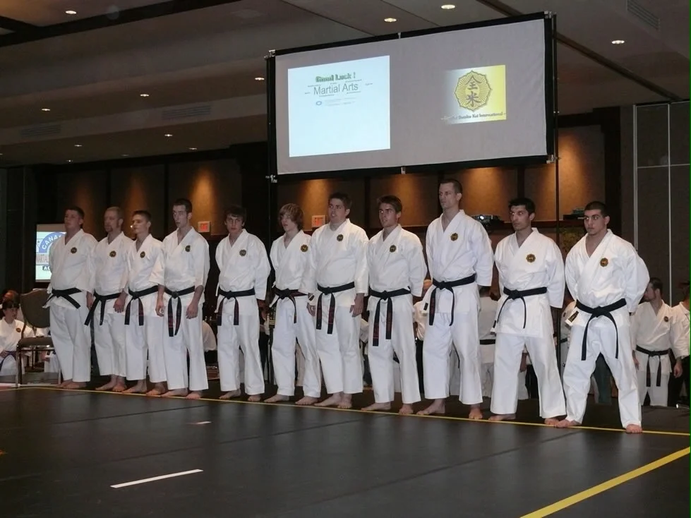  Shodans line up to compete at the Zen Bei Butoku Kai Internation Tournament in Niagra Falls, ON, Canada 