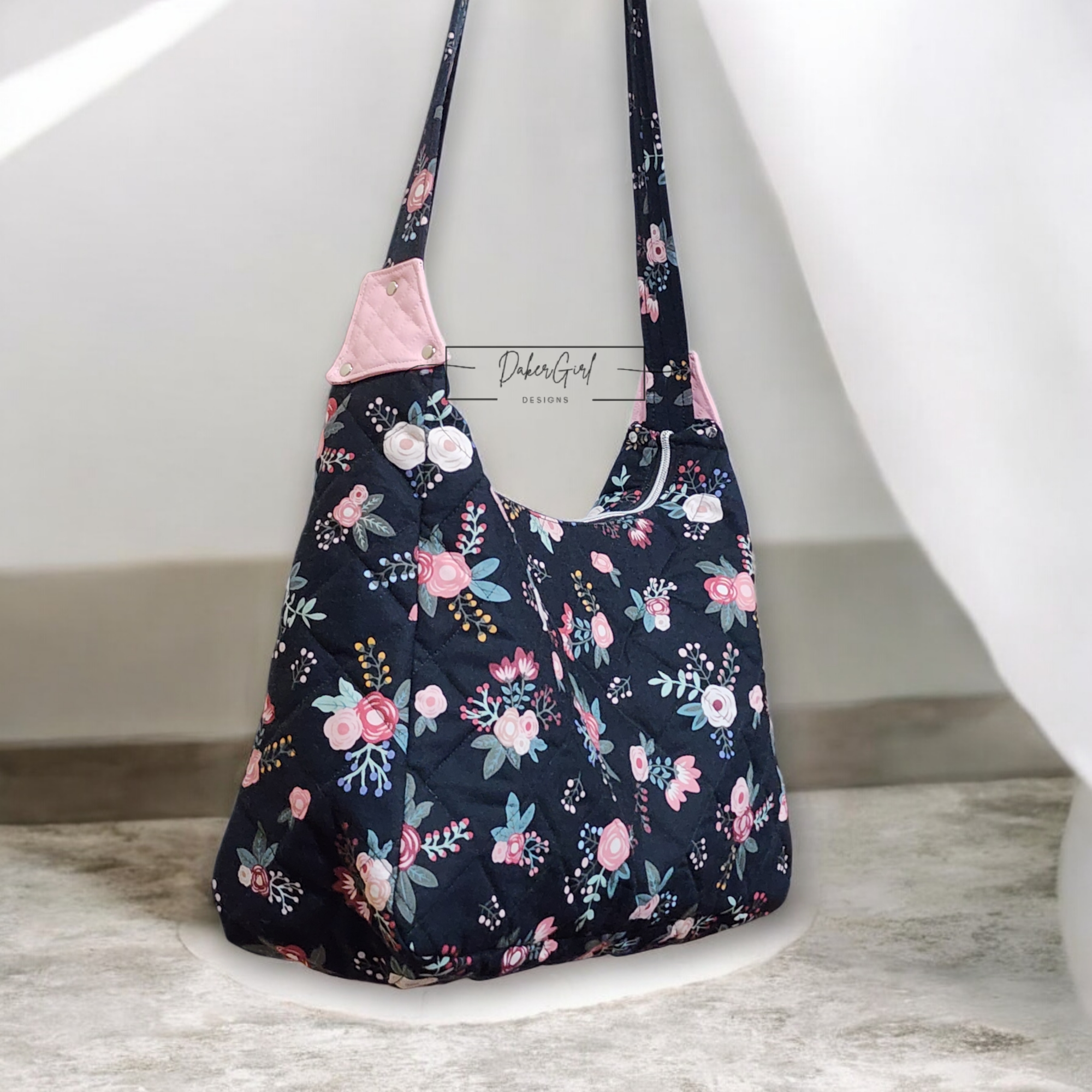 Josephine Floral Quilted Zipper Tote Bag Purse