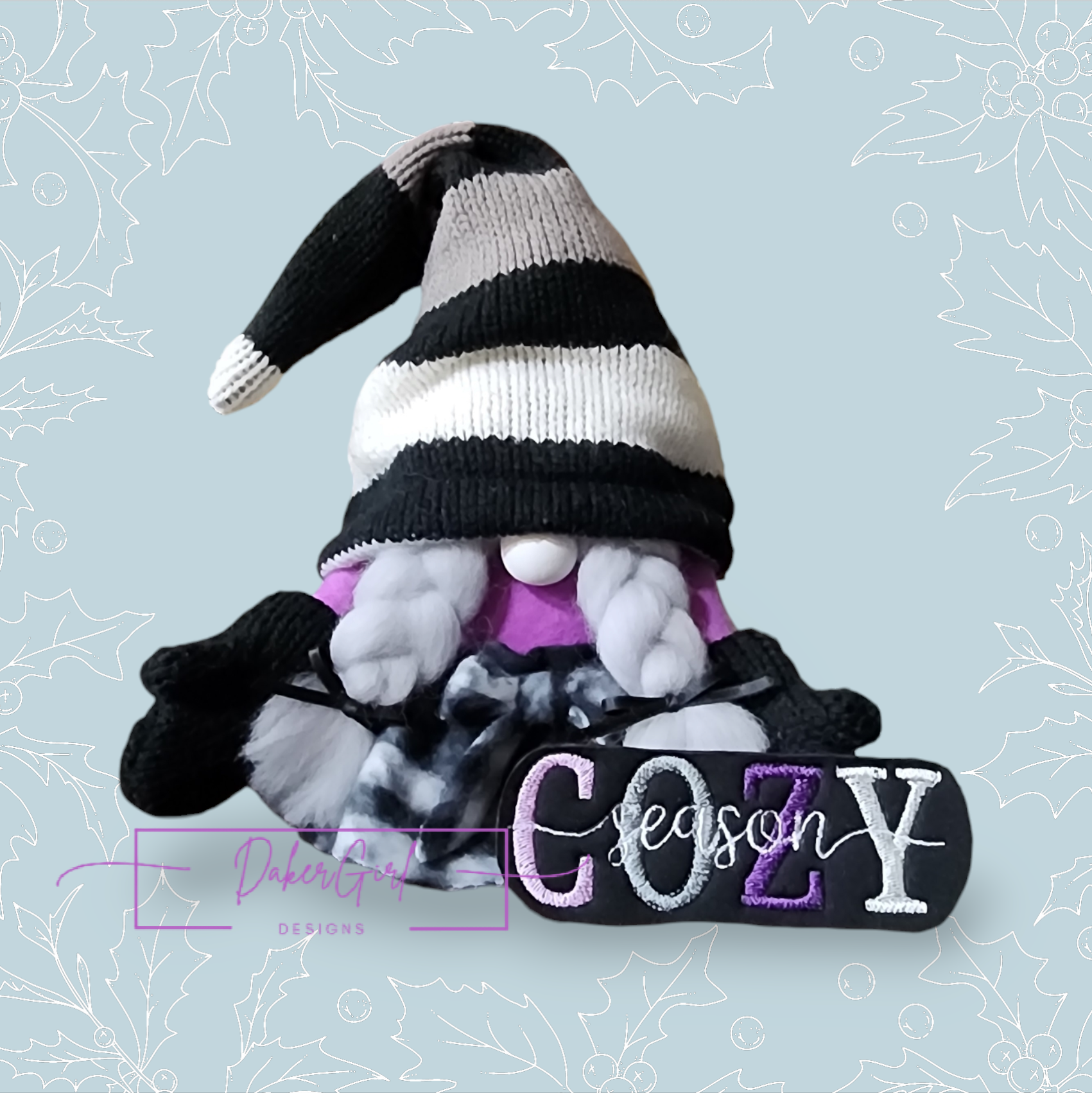 Purple Cozy Season Girl Gnome