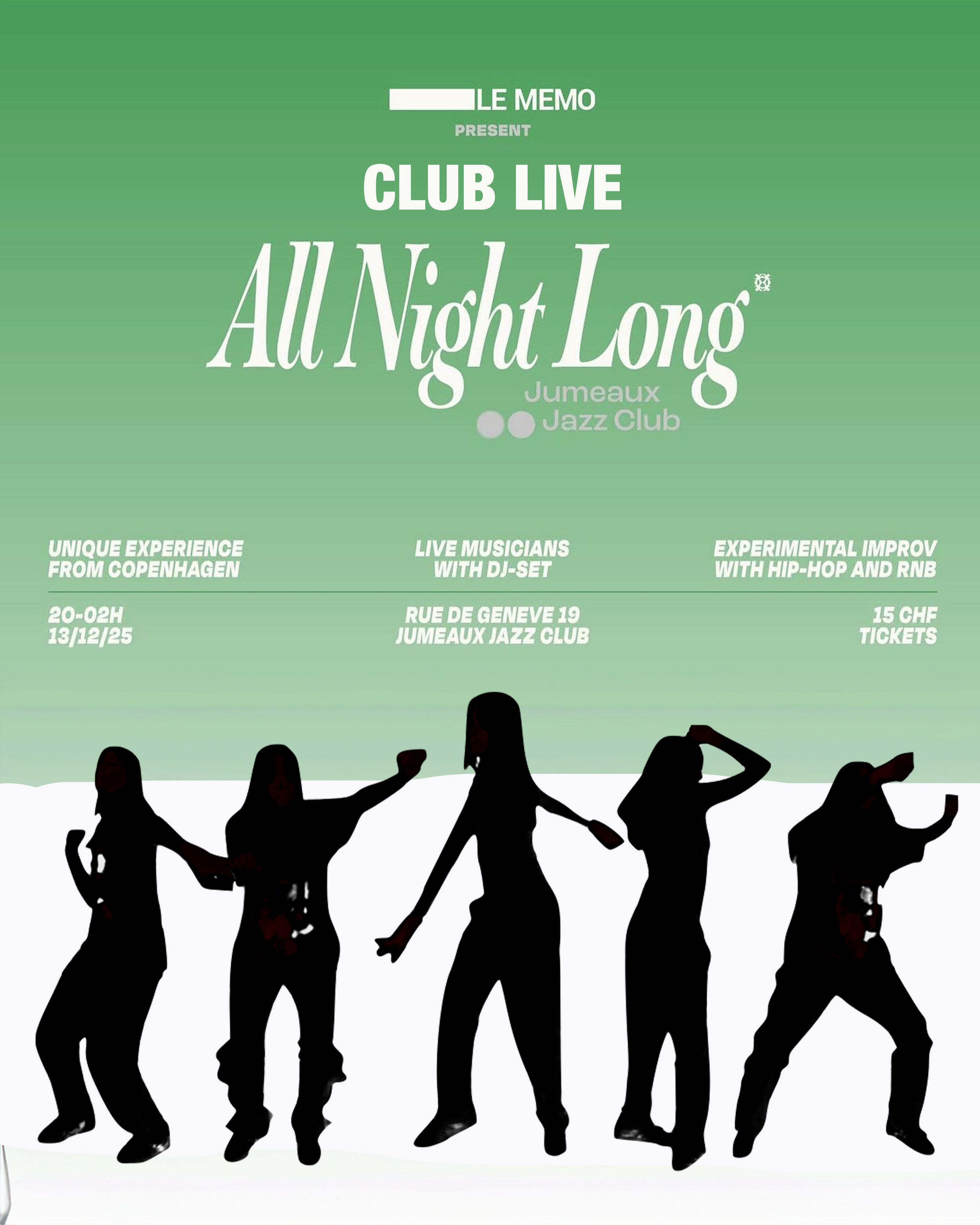 “All Night Long” presents CLUB LIVE at Jumeaux Jazz Club