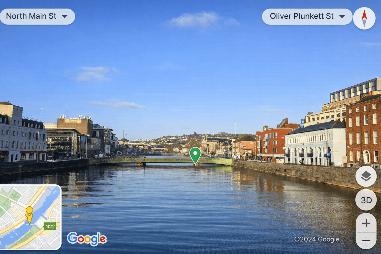 View of Cork city with Google Maps location pin representing local SEO and Google Business Profile visibility for businesses in Cork