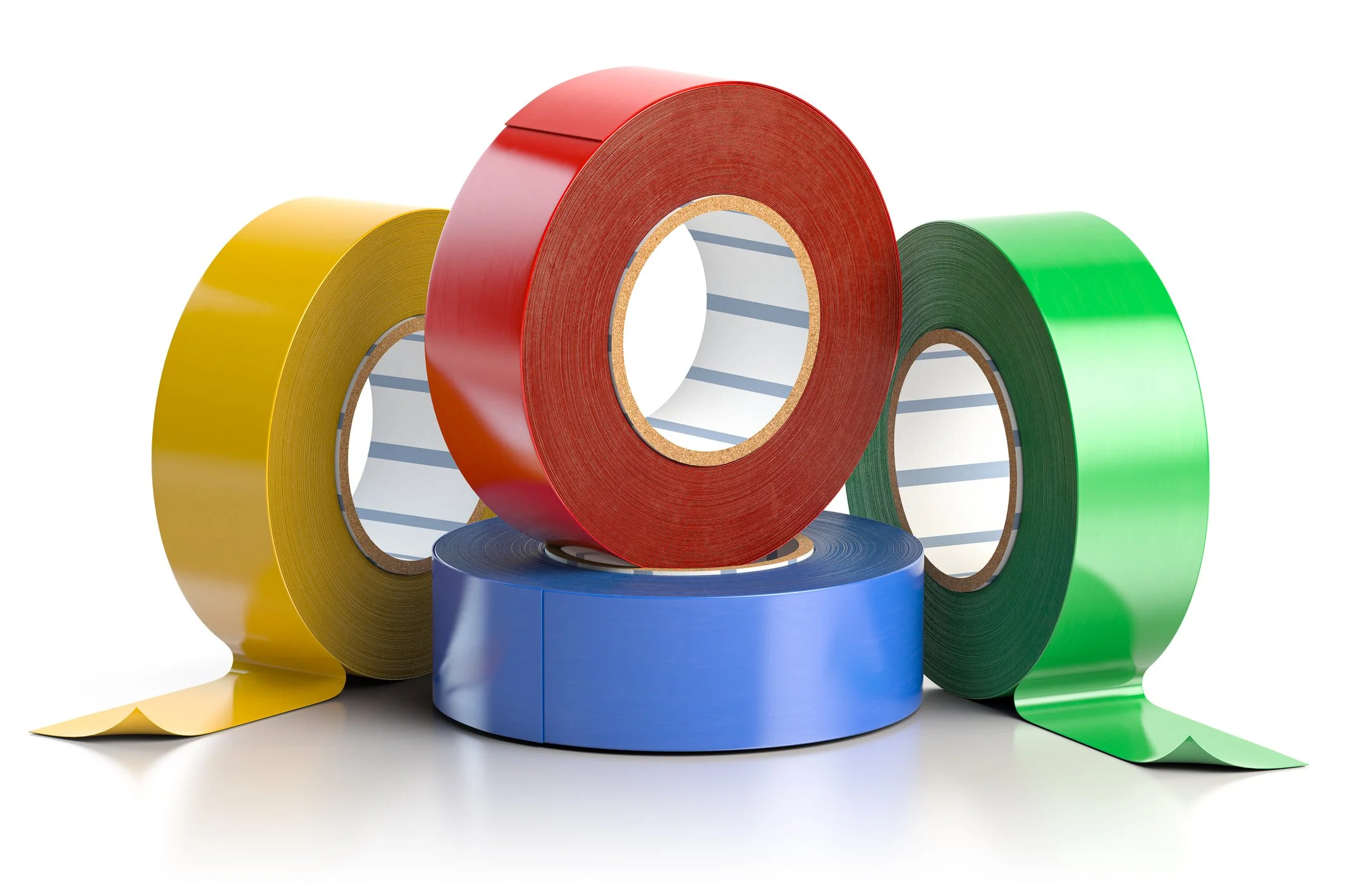 Rolls of multi-colored specialty tapes