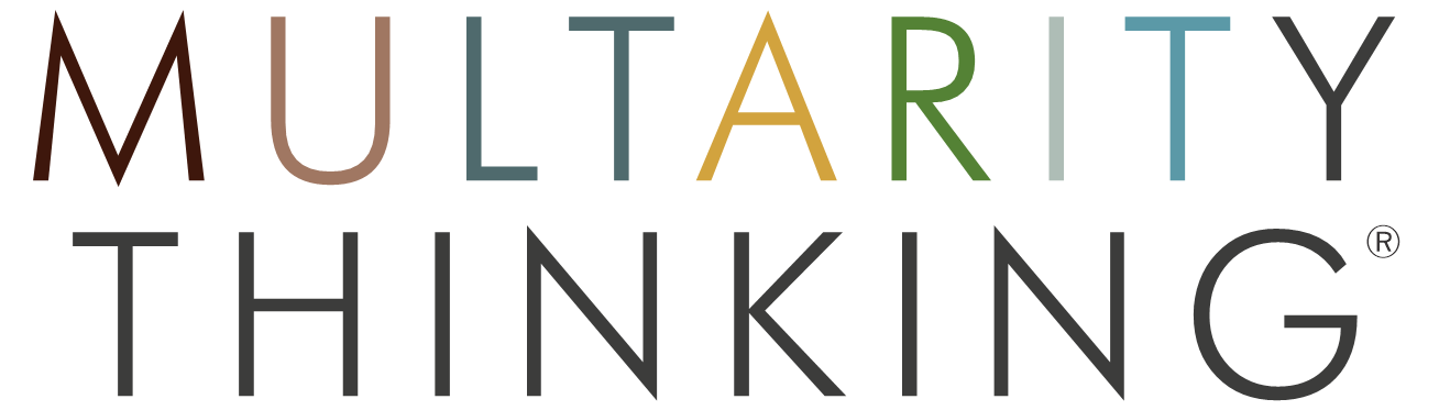 Colorful logo with the words "MULTIARTY THINKING" in large letters, each letter in a different color.