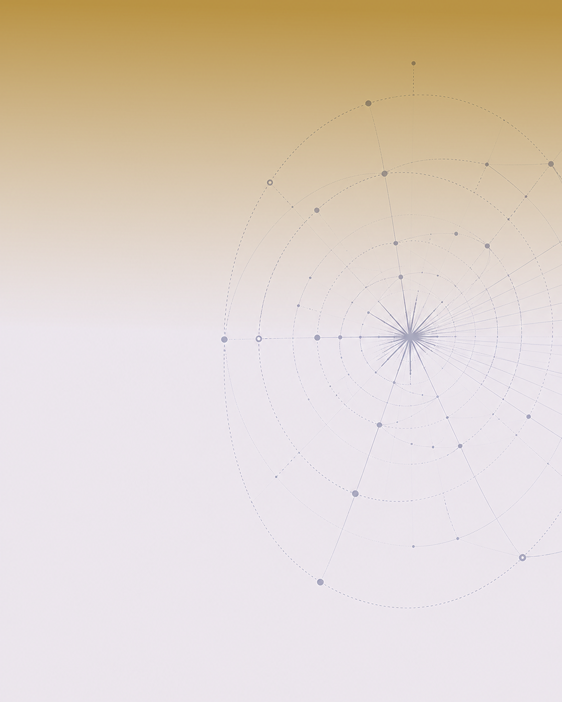 Abstract digital graphic with concentric circles, radial lines, and small dots on a gradient background transitioning from yellow to white.
