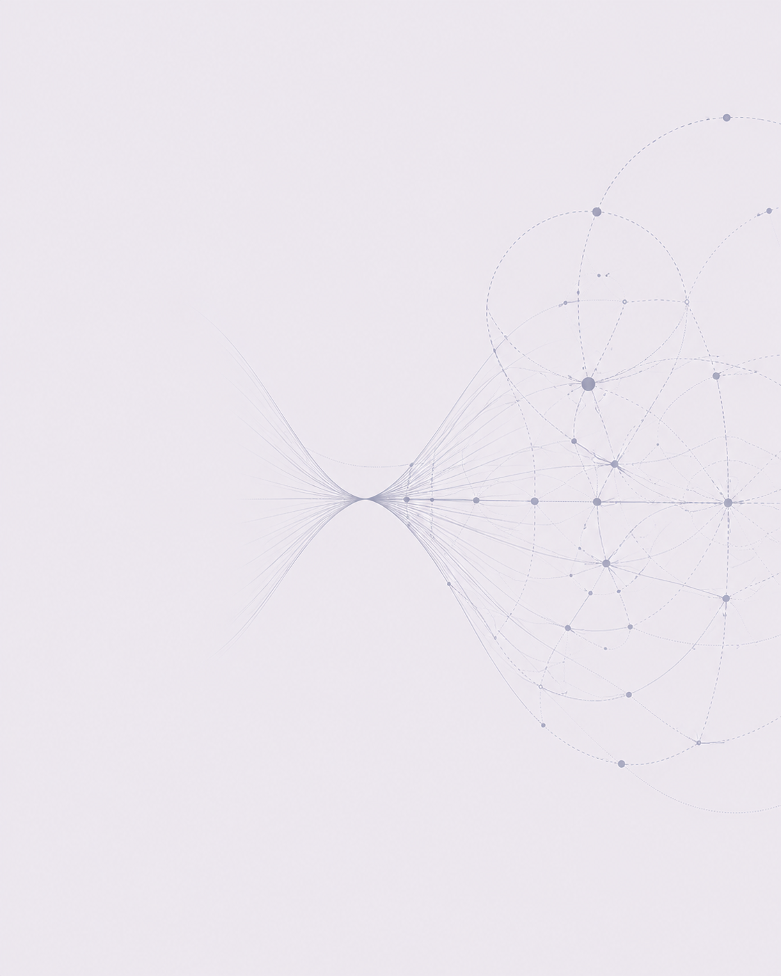 Abstract digital illustration featuring interconnected nodes and lines on a light background.