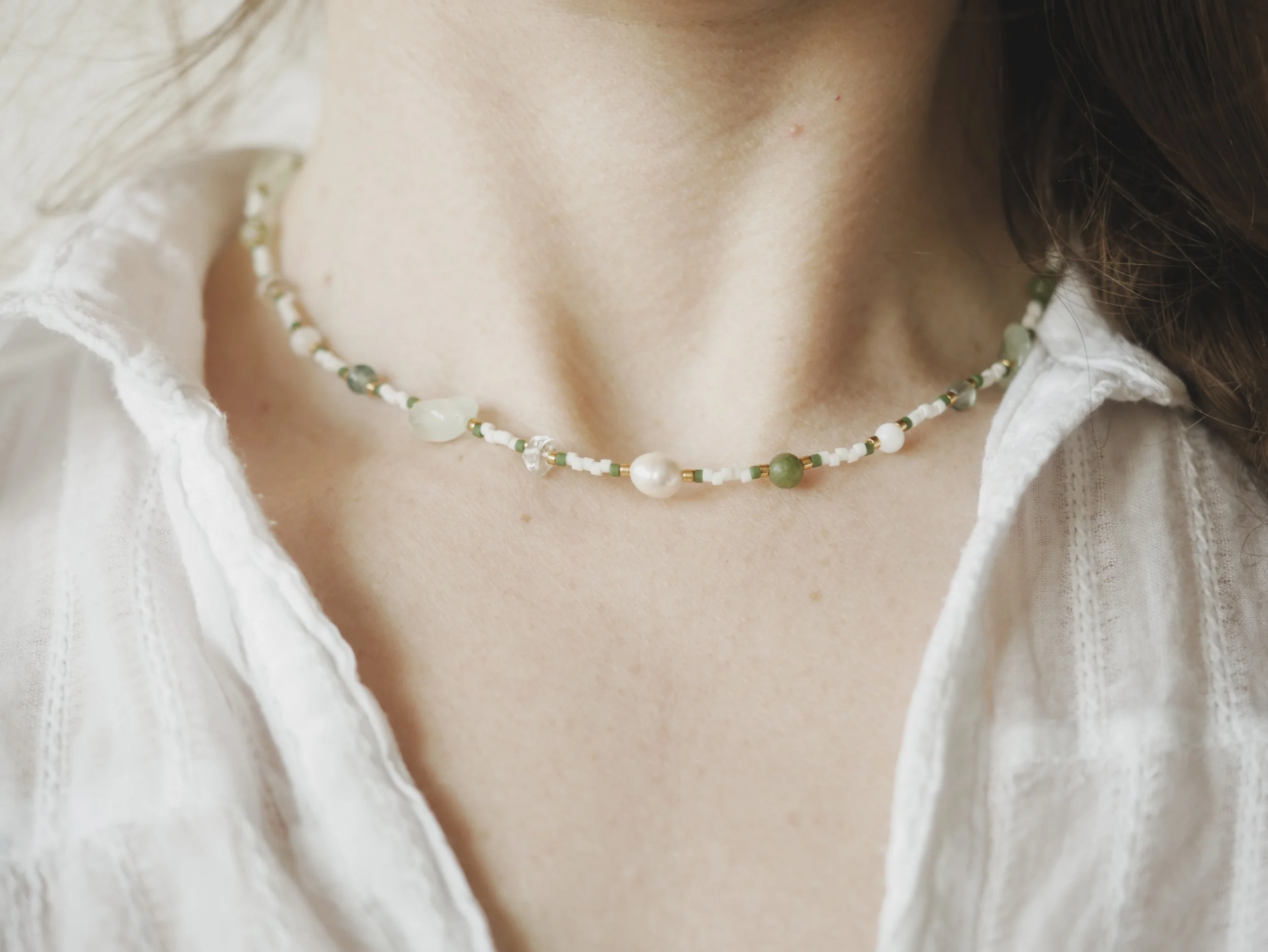 Kette "Pachakuti" - mit natürlichen Edelsteinperlen