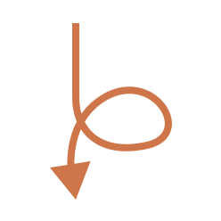 A graphic arrow pointing downward with a loop in the middle.