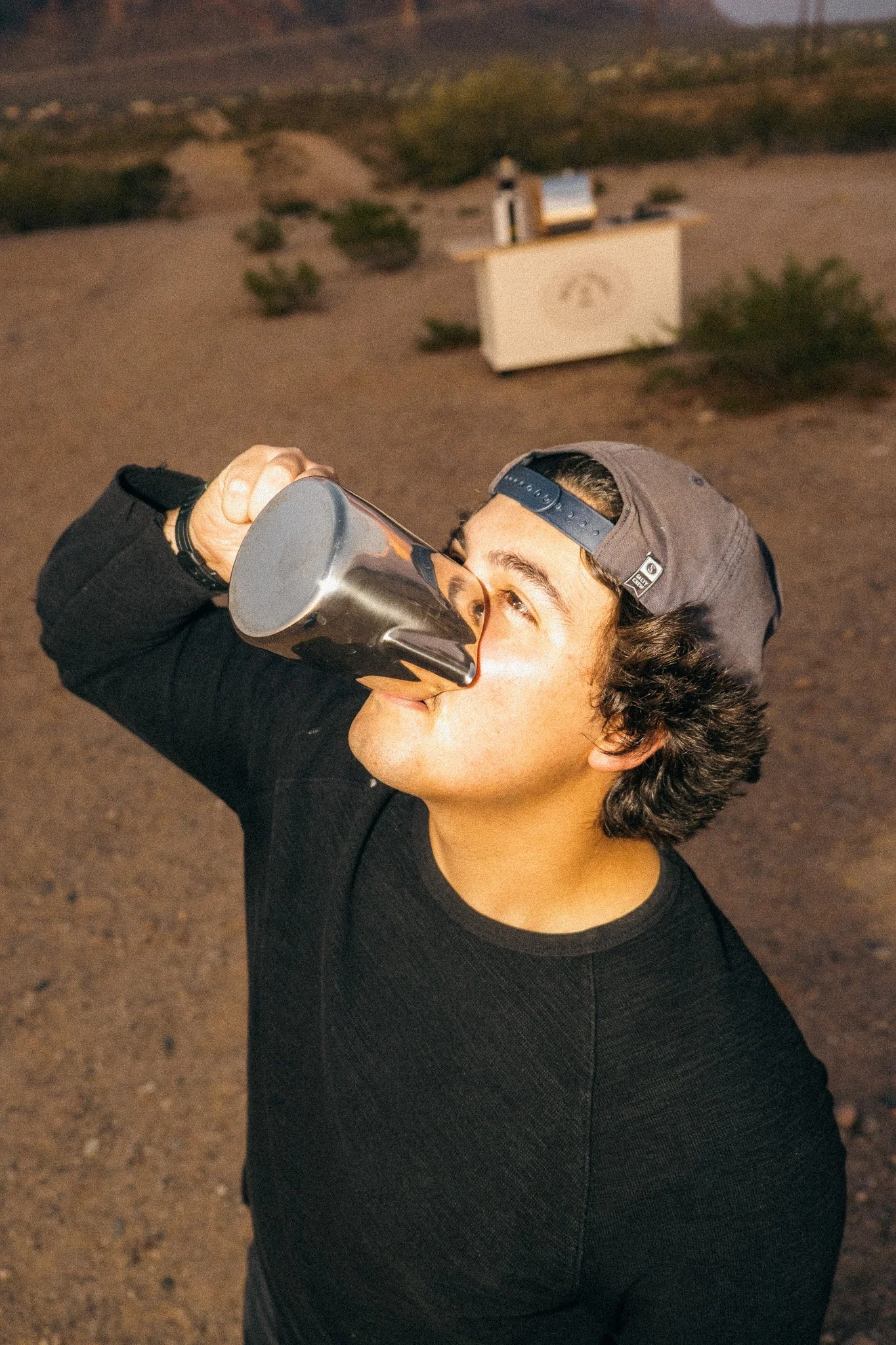 Best Buds Coffee Cart barista posing for picture for private event.