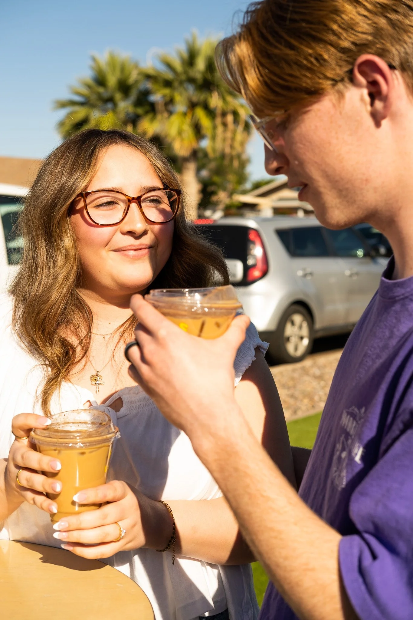 Guests enjoying handcrafted lattes from Best Buds Coffee mobile cart.