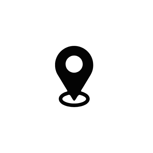 Map pin icon on a black background