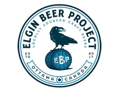 Logo for Belgian Beer Project with a black bird sitting on a barrel, text around it reading 'Belgian Beer Project,' 'Locally Sourced Craft Beer,' 'Ottawa Canada,' and the year 2017.
