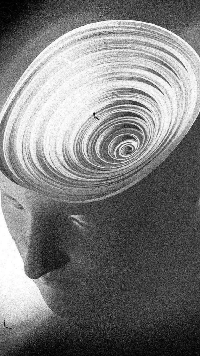 Layered brain artwork showing complex thought patterns common in ADHD and autistic brains