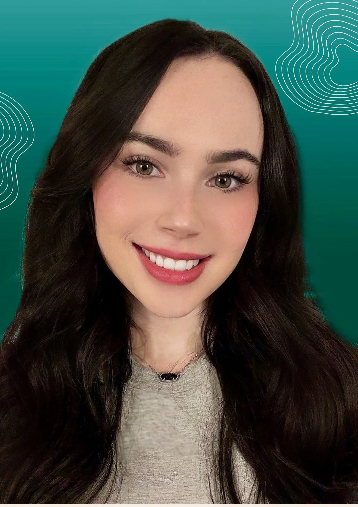 Image of Julia Meyers, modern and empathetic therapist, behind a calming green background.