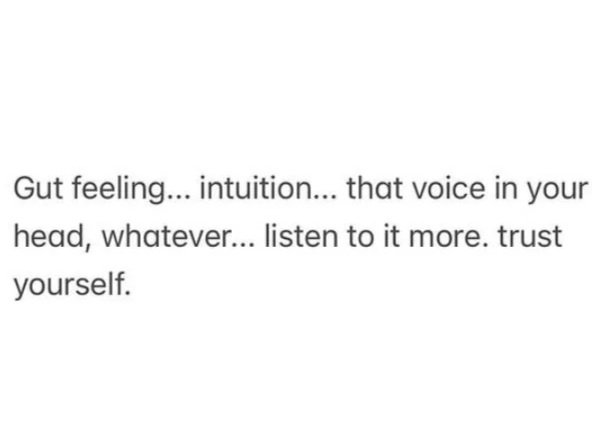 Graphic offering intuition advice, guiding viewers to trust their instincts, make confident decisions, and practice self-awareness.