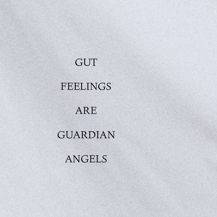 Quote graphic: ‘Gut feelings are guardian angels,’ emphasizing intuition, self-trust, and personal guidance in life and therapy