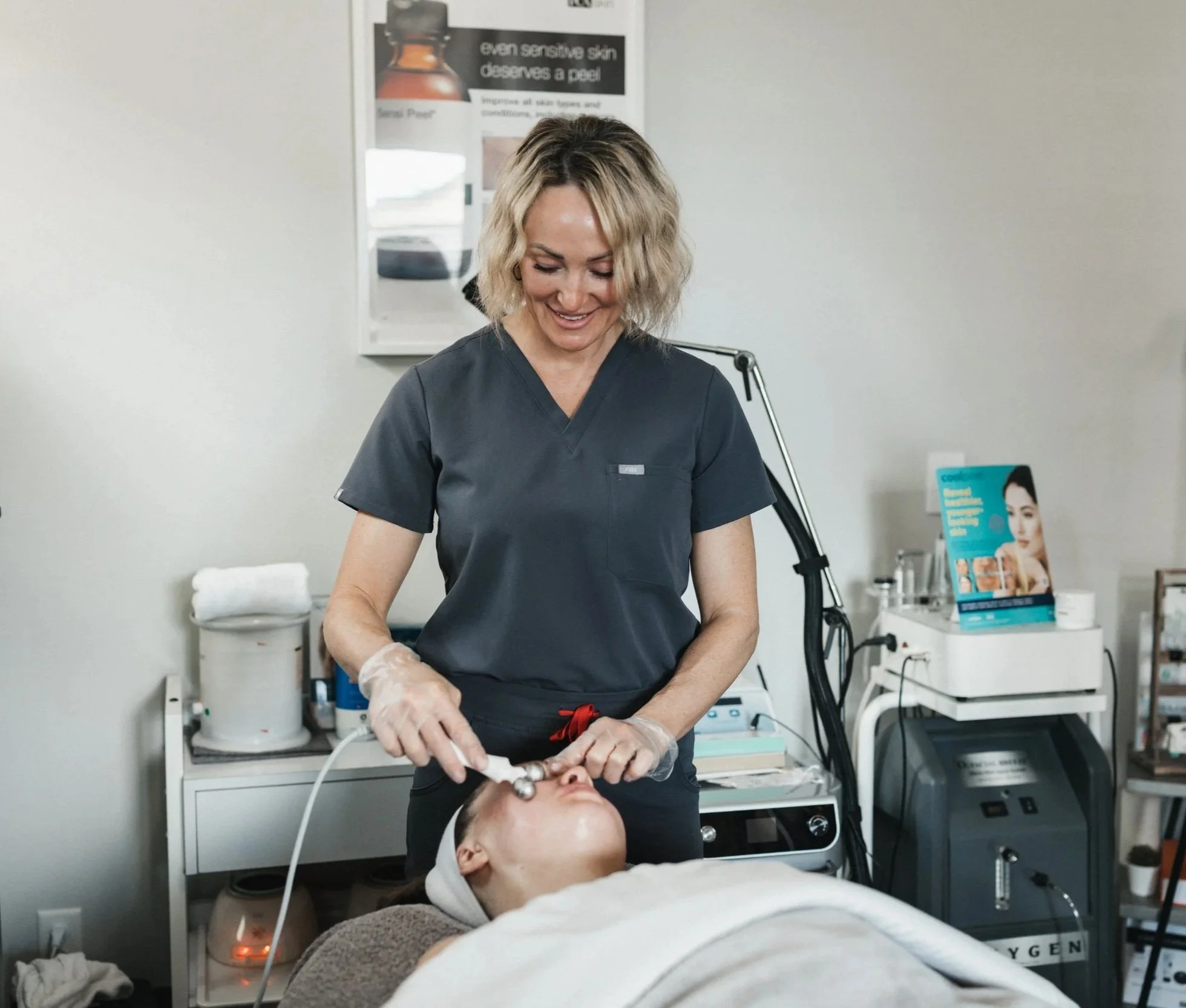 microcurrent skin treatment client, skincare vancouver wa