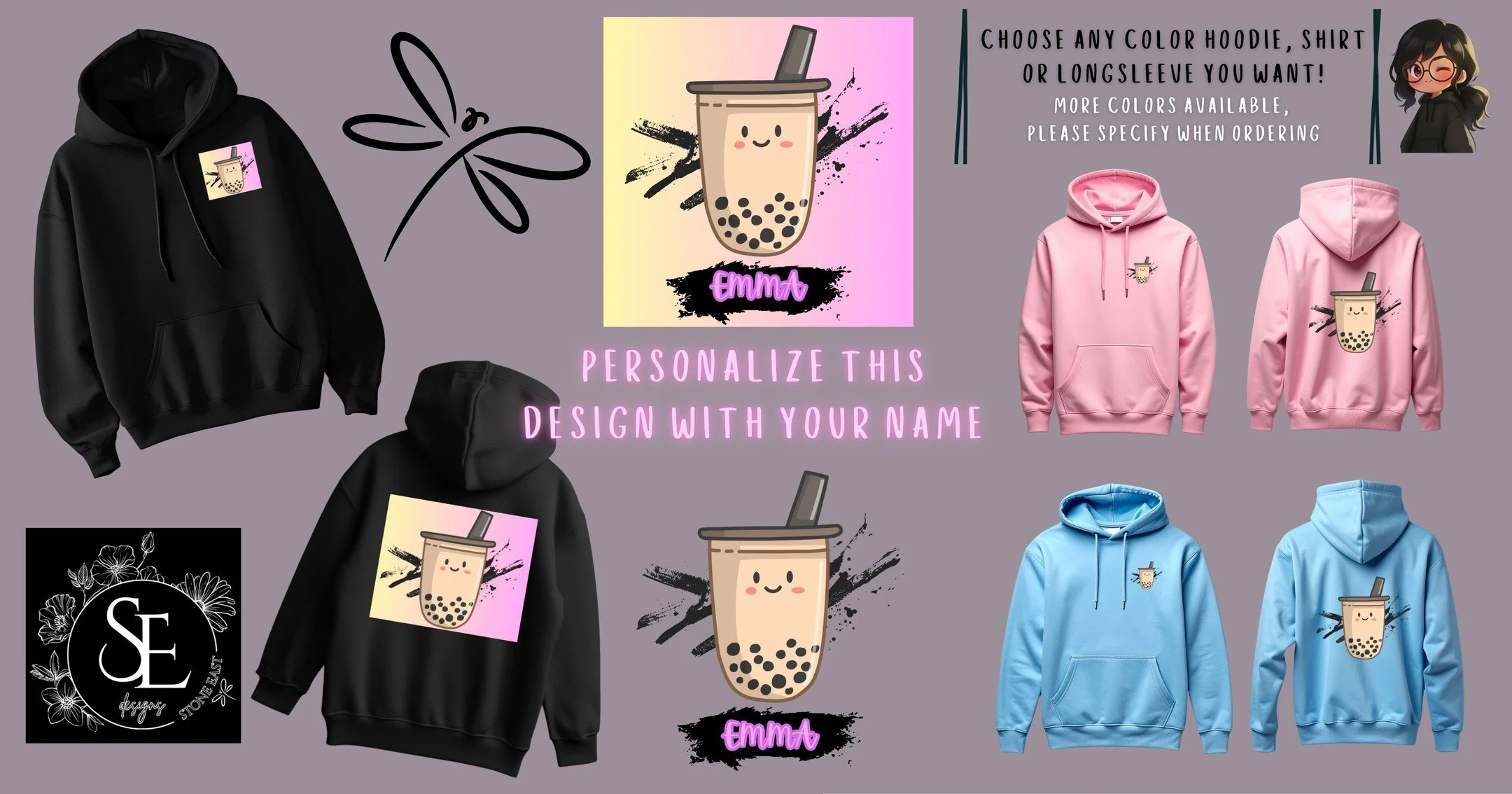 Kawaii boba design!

Go to: www.stoneeastdesigns.com
to order and custom yours now! :)