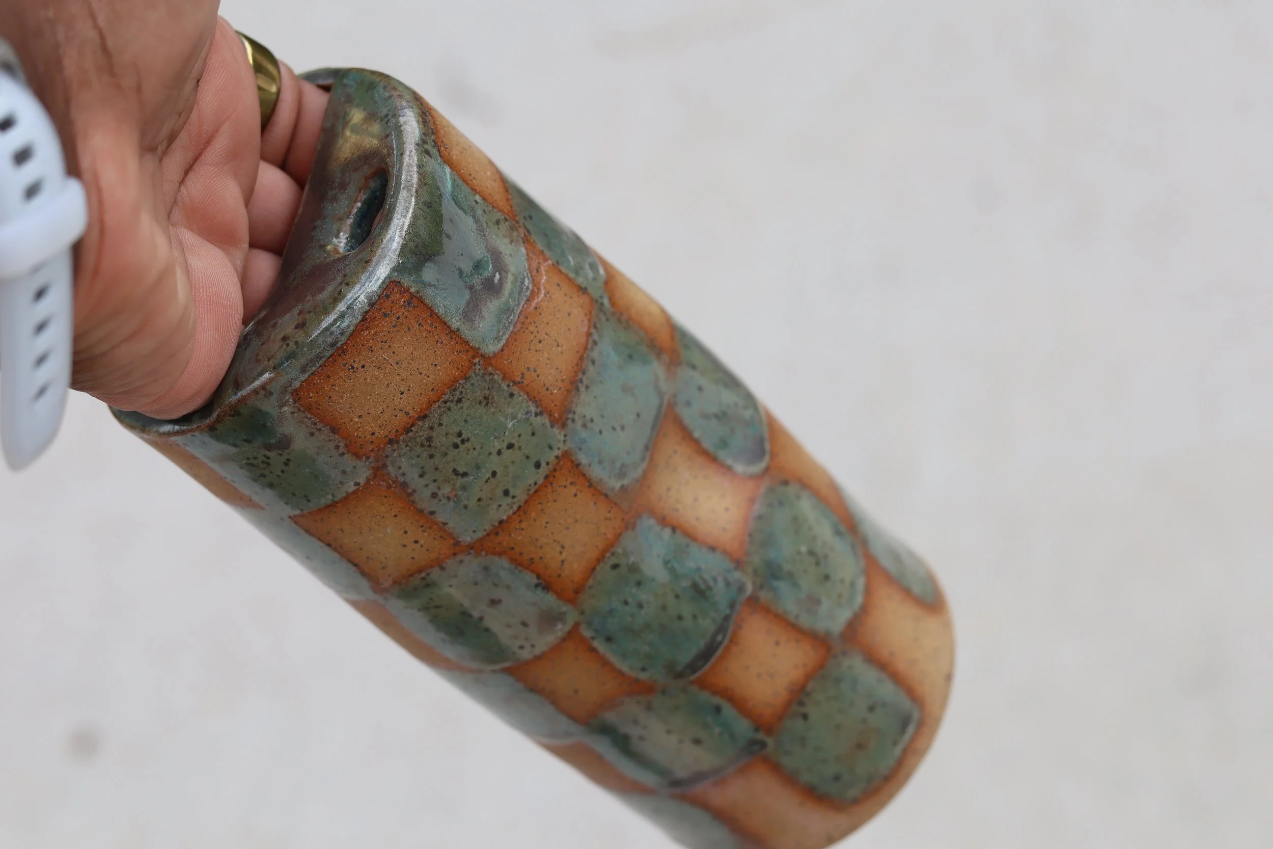 Green Checkered Travel Mug