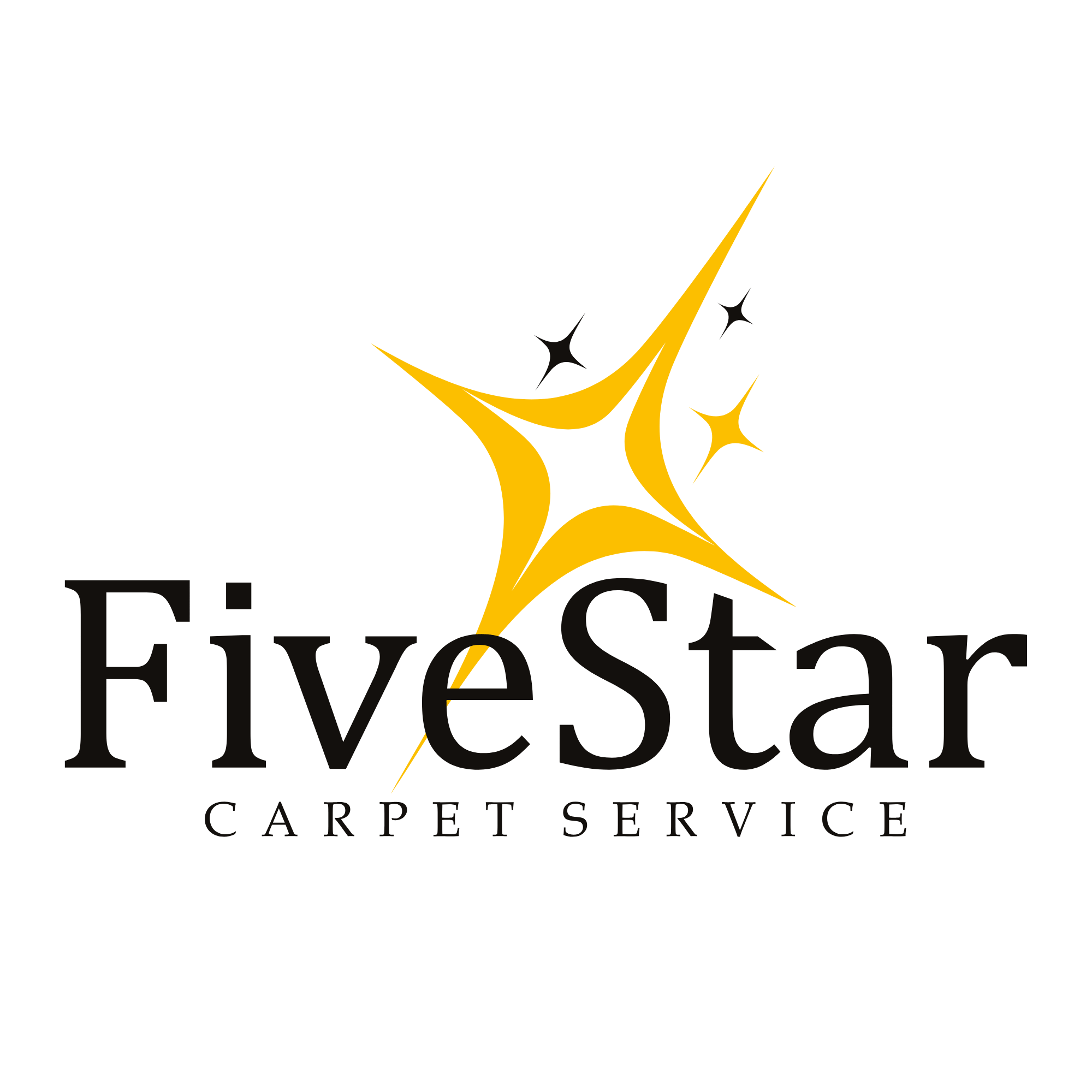 Black background with a gold stylized sparkle and the text 'The Eucalyptus Carpet Service' in black.