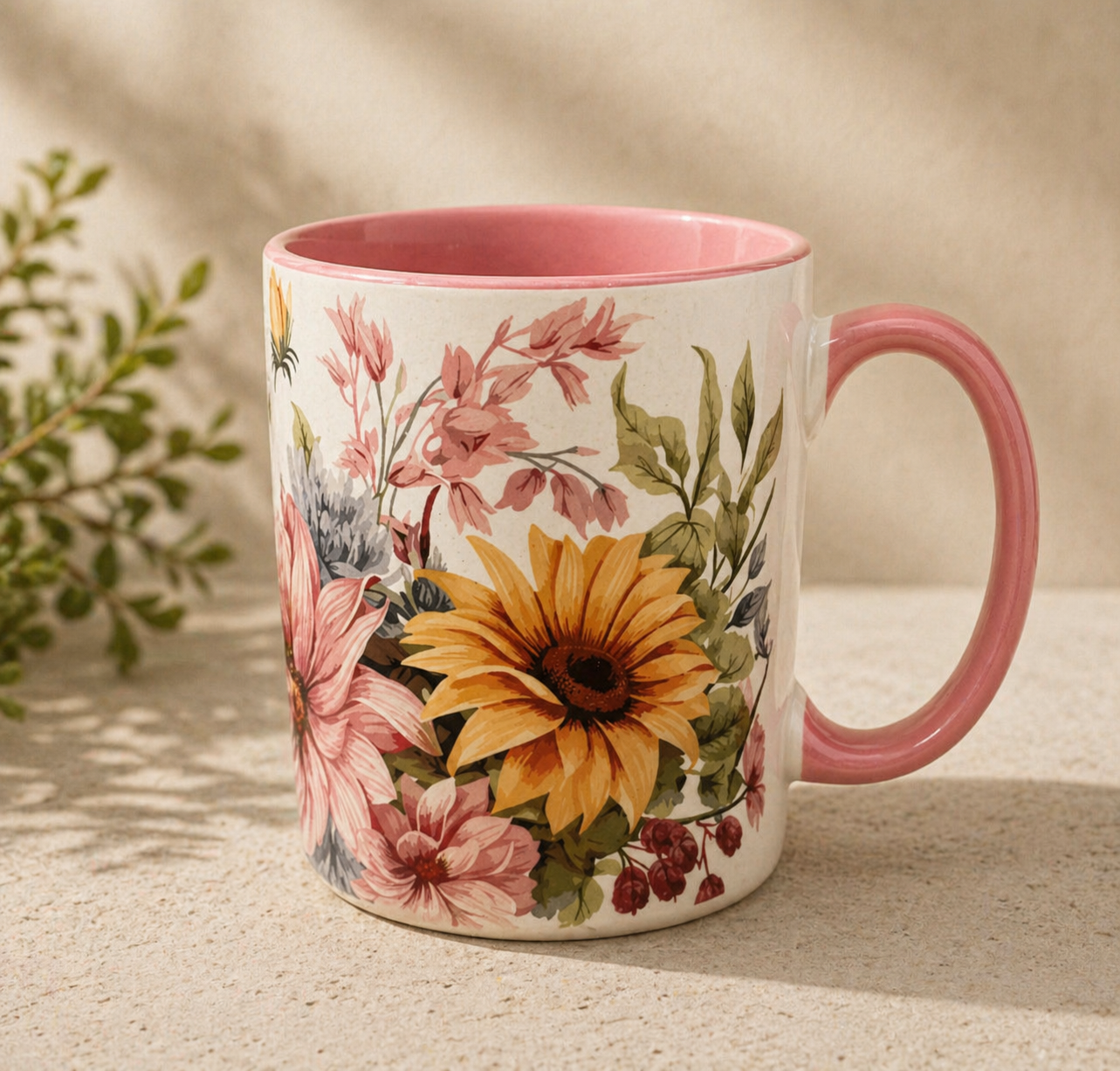 Floral Garden Mug – Golden Petal Handmade