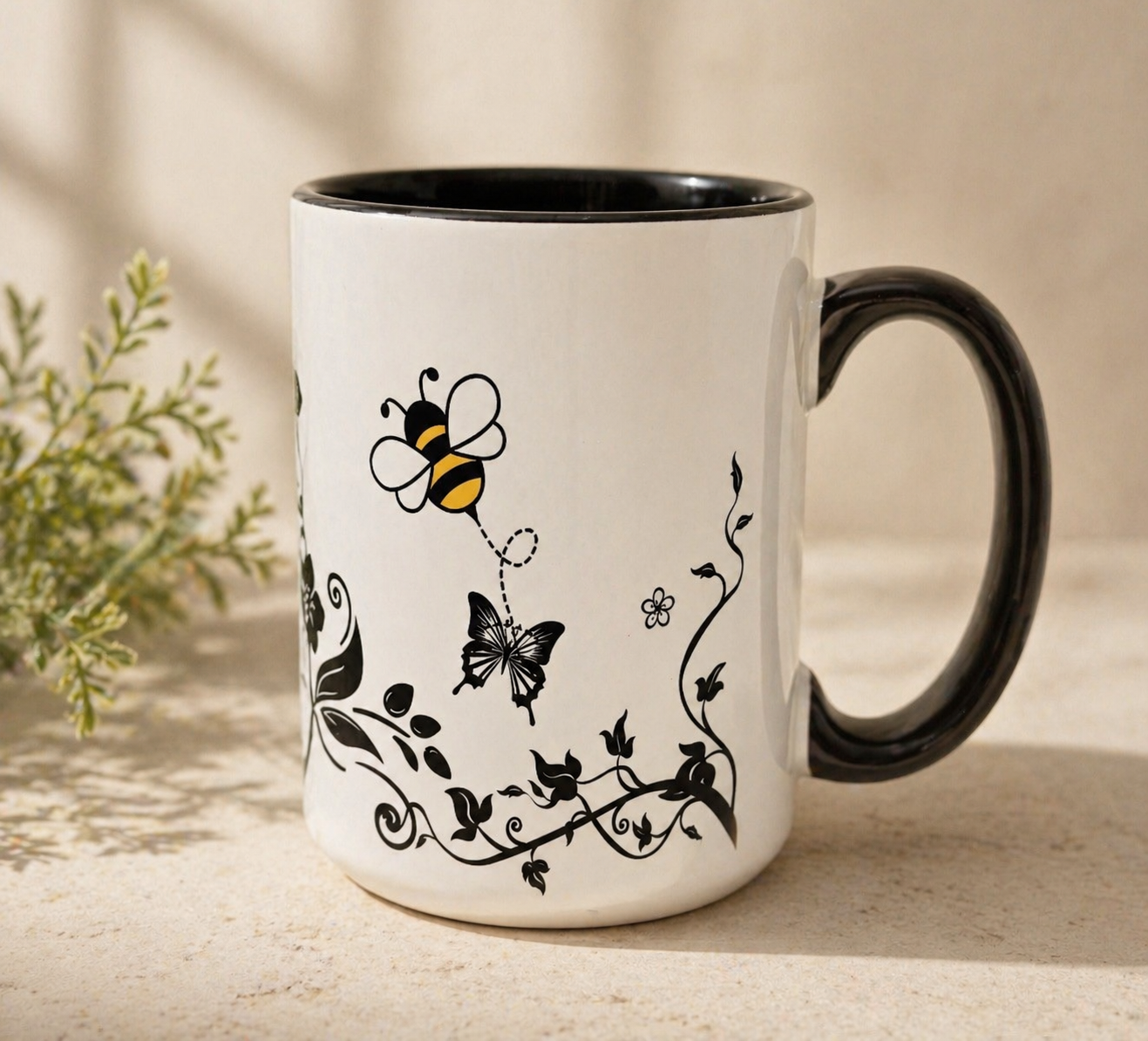 Bee & Vine Mug – Golden Petal Handmade