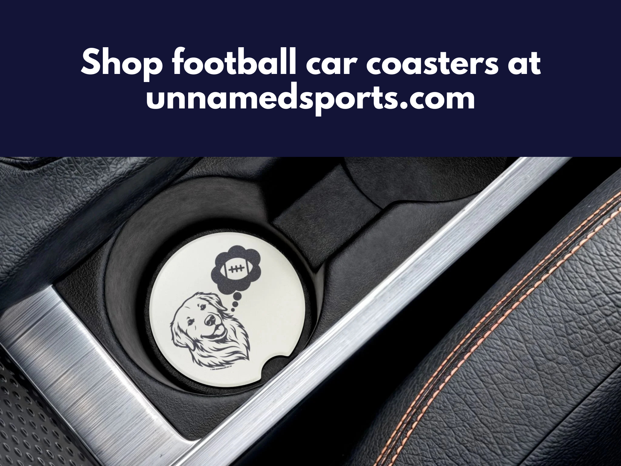 Golden Retriever Football Car Coaster