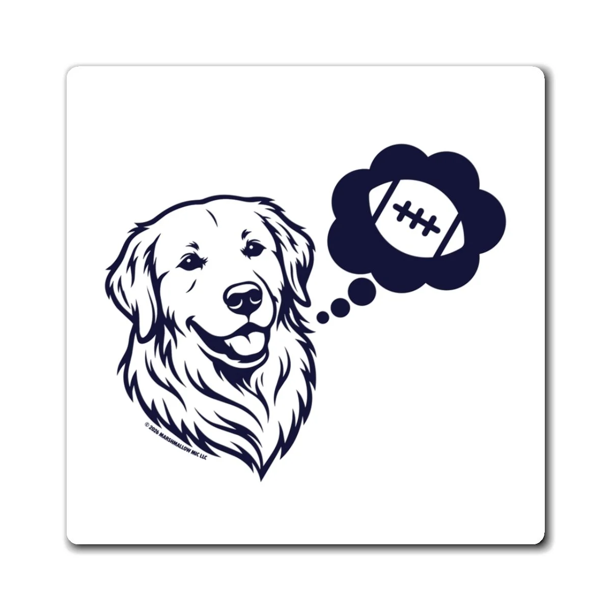 Dog Thinking Football Magnet