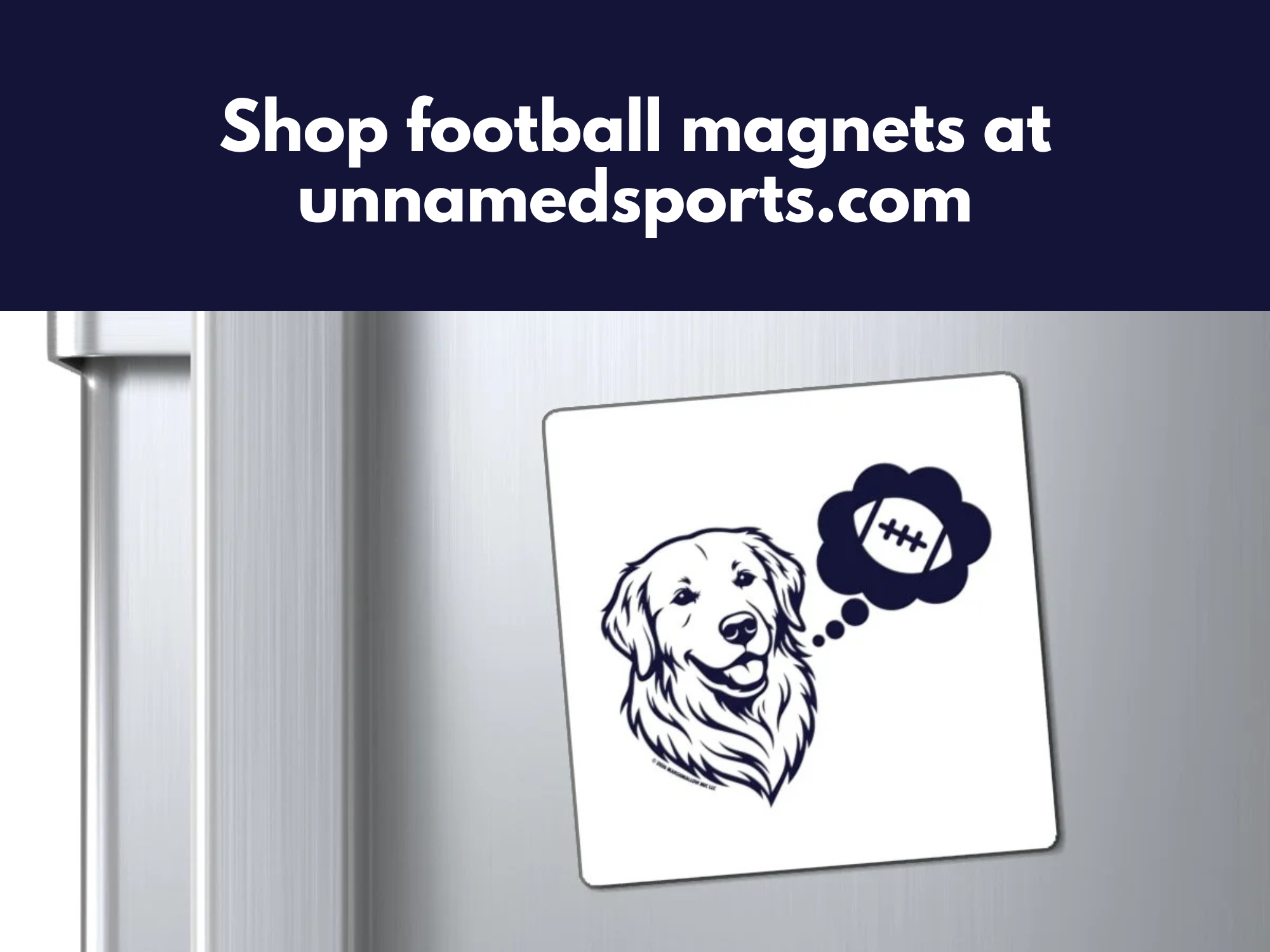 Dog Thinking Football Magnet