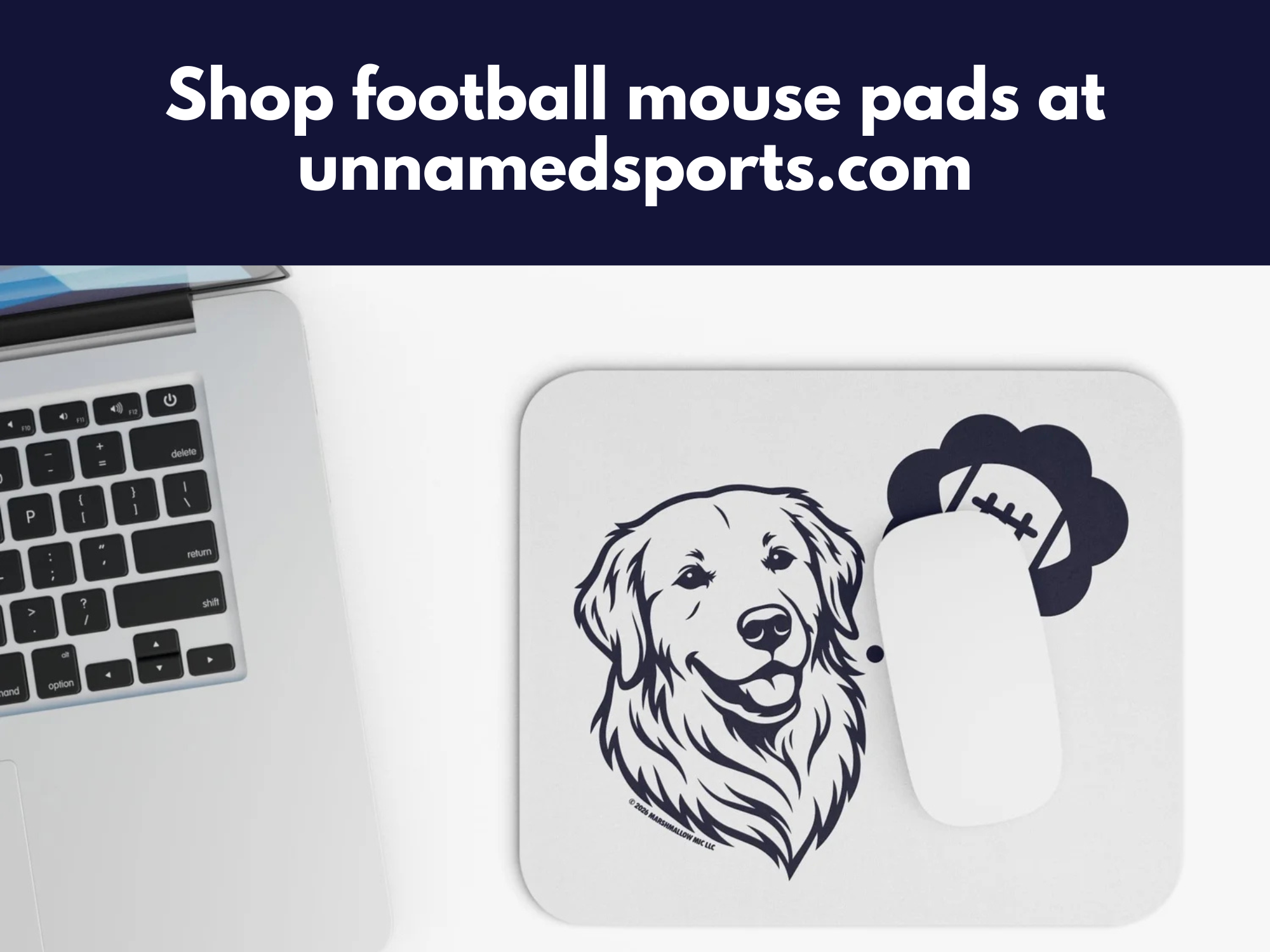 Golden Retriever Dreaming of Football Rectangle Mouse Pad