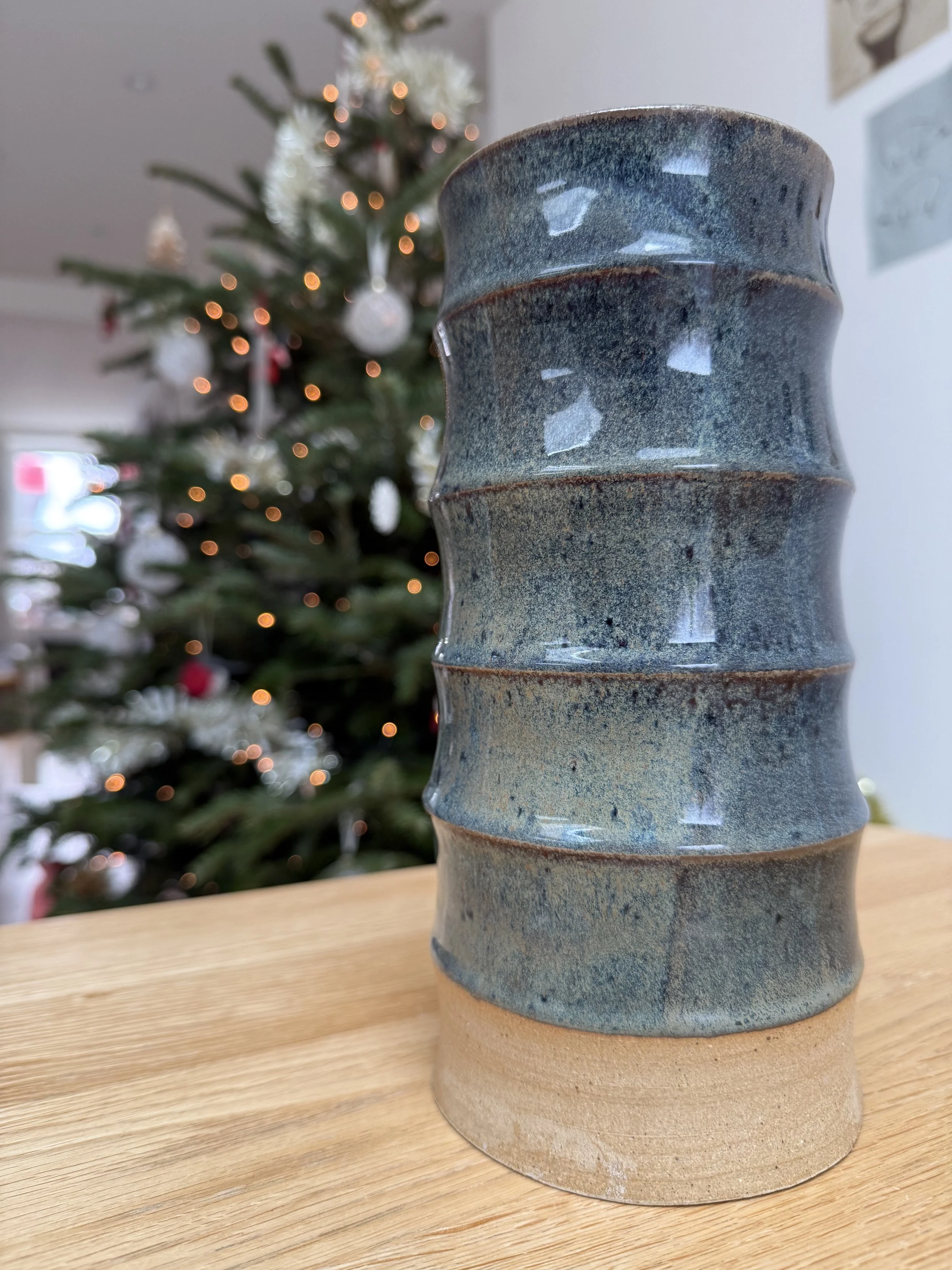 Large Ripple Vase - Blue Snake Skin