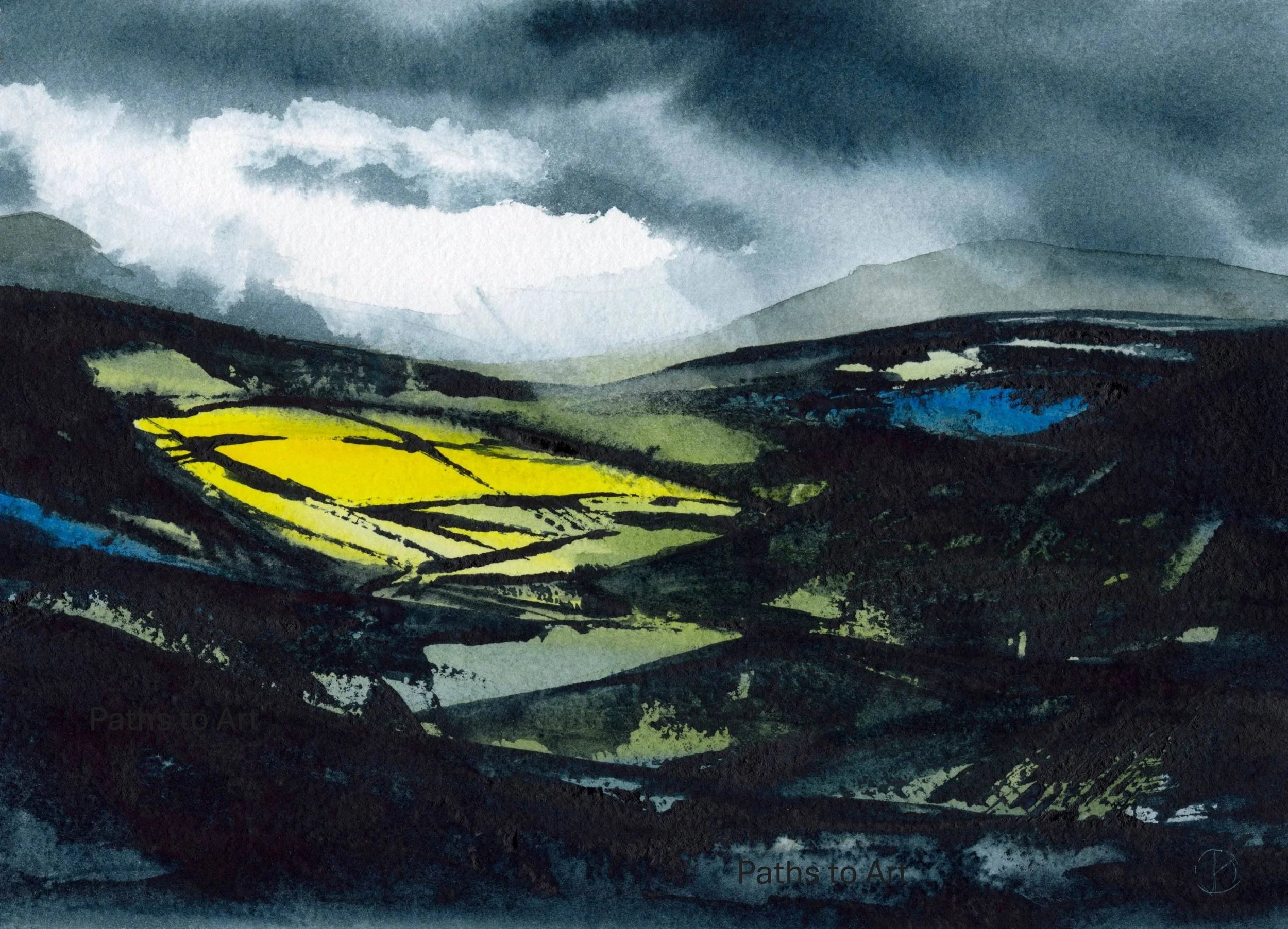 Paths to Art watercolour landscape - bright hope