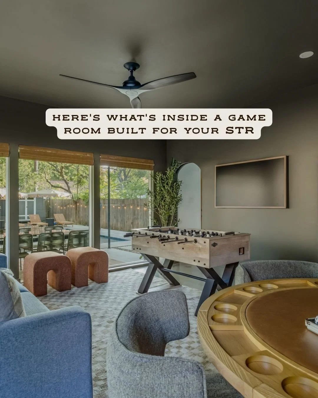 Never underestimate the impact of a game room in your short-term rental 🎯 If your home can host a large group, a game room is one of the highest-ROI amenities you can add.

Living and dining rooms matter, but they don&rsquo;t keep guests occupied pa