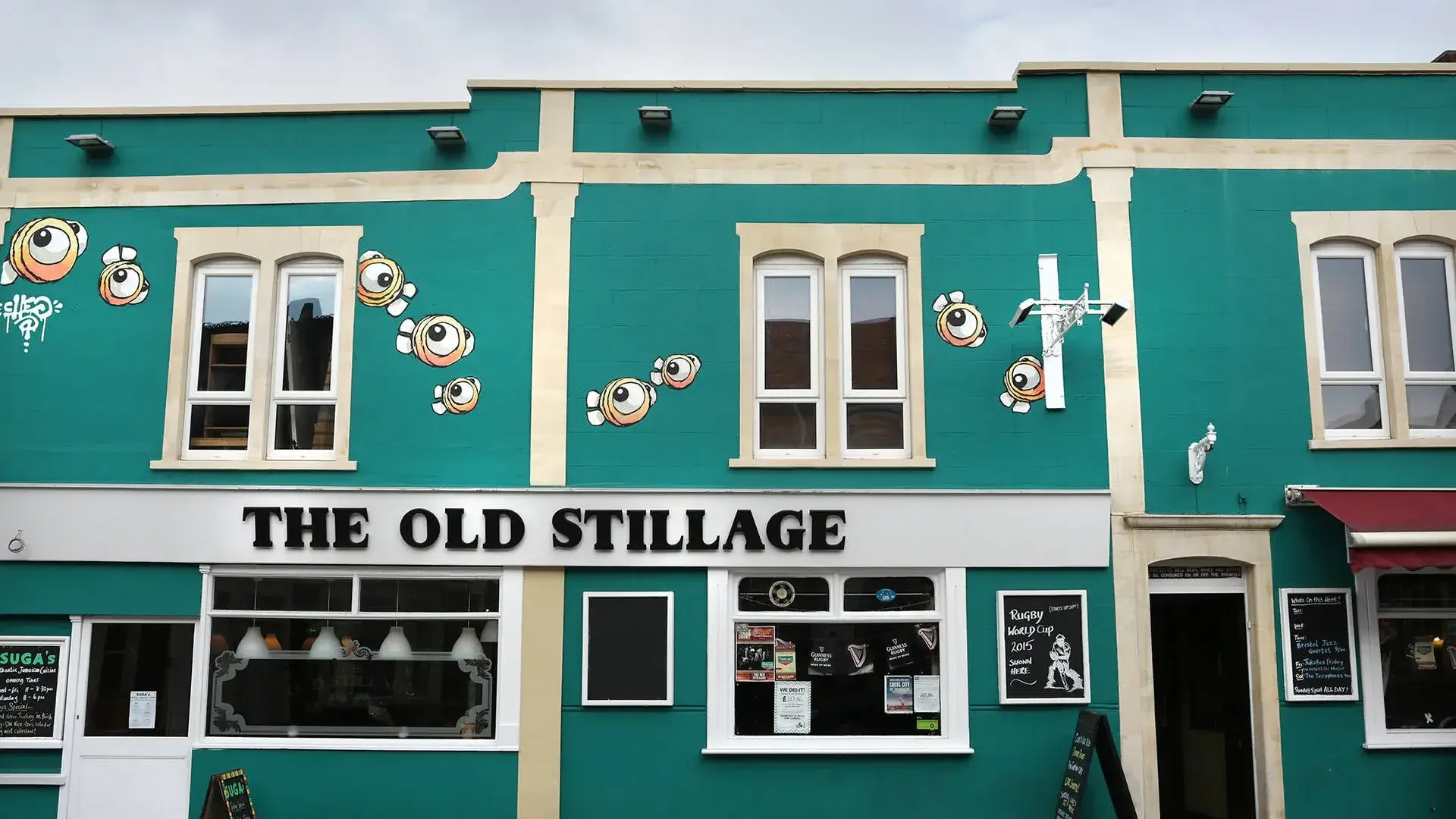 Exterior photos of a local pub called the Old Stillage