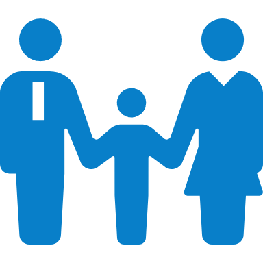 Icon of two adults holding hands with a child in between them.