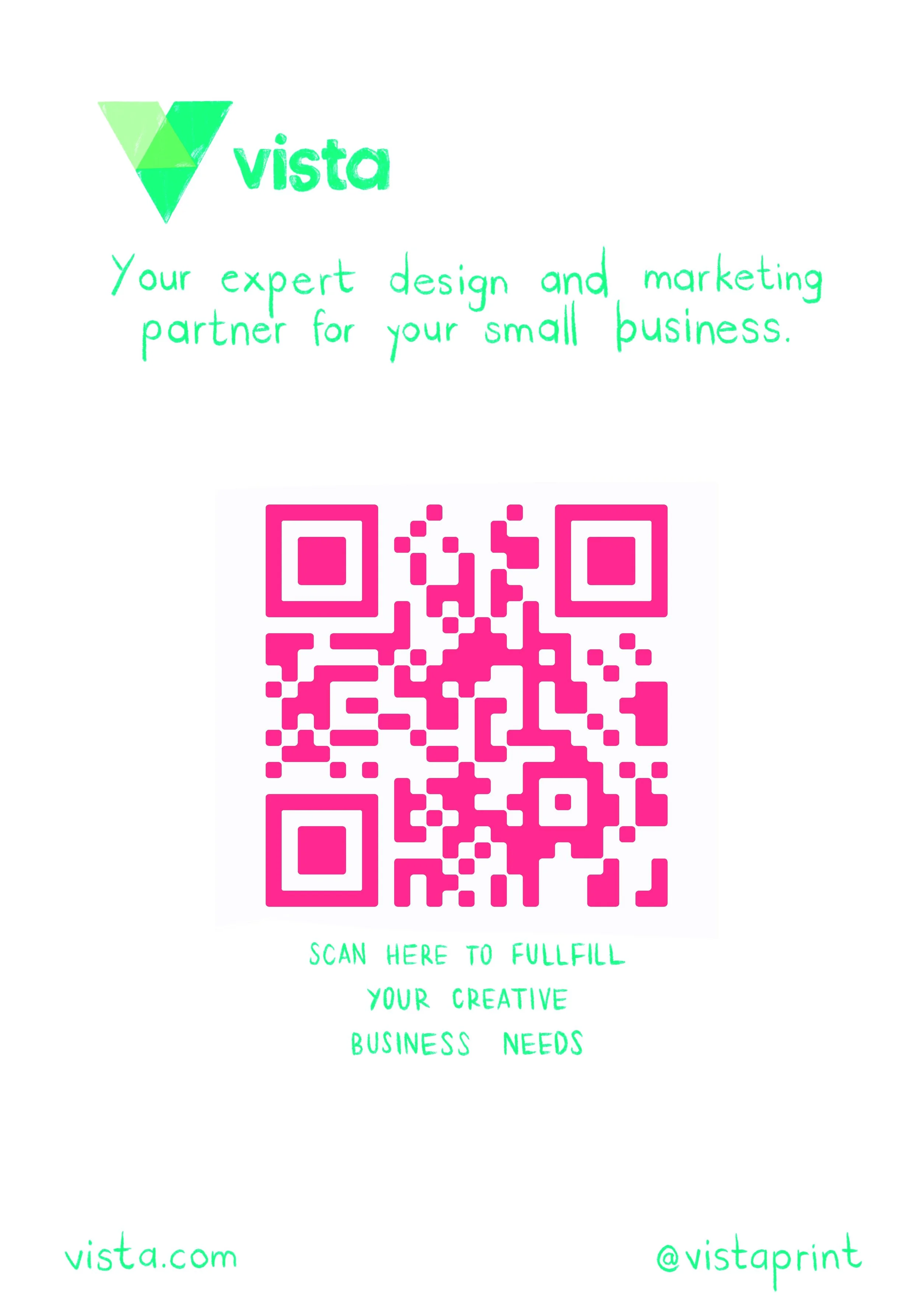 Illustration by Laura Umaña for Love My Local Guide: Los Angeles, created for Vista Print and The OG magazine, featuring a pink QR code and message supporting creative small business design and marketing.