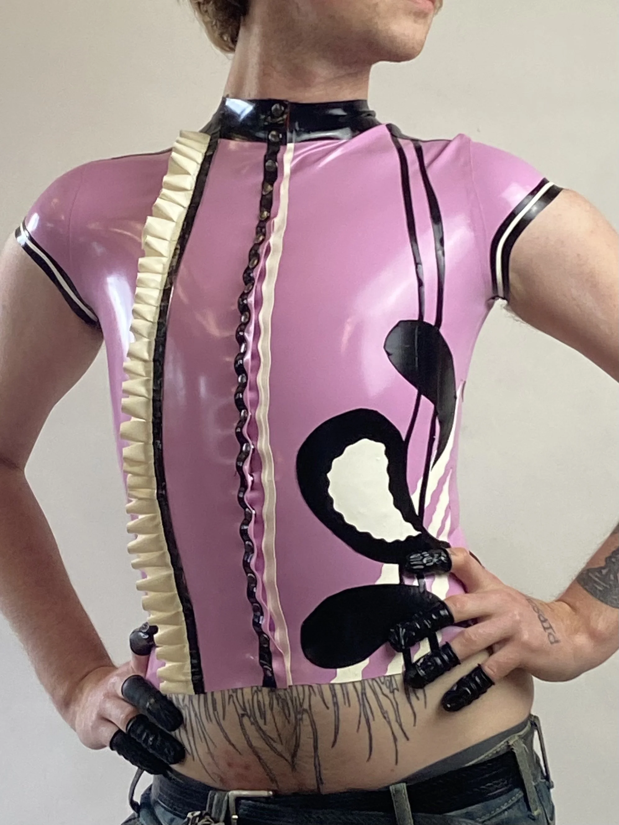 Pip Aldridge wearing lilac latex baby- tee. Shot and retouches by William. F. Henderson. 