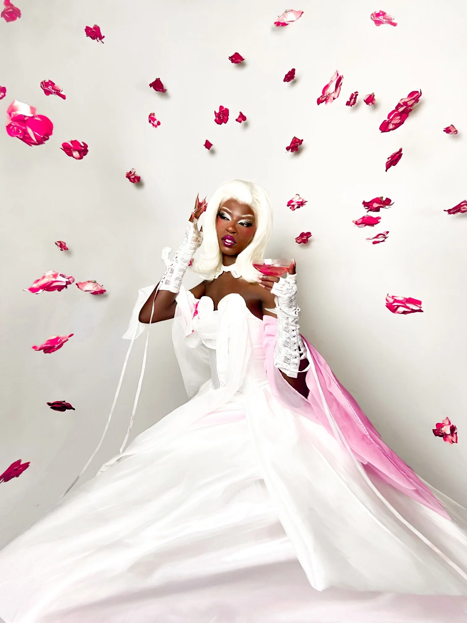 Lala Dangereuse in Gwen Stefani inspired wedding dress custom 
shot by Williamfhenderson
