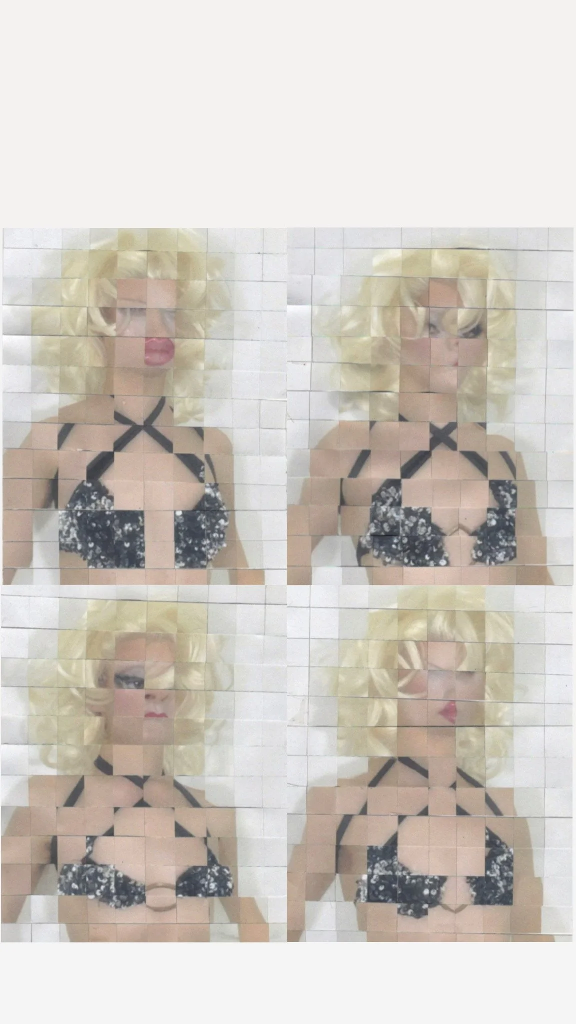 Pina Busch wearing the black sparkle bra for virtual fashion collage. 