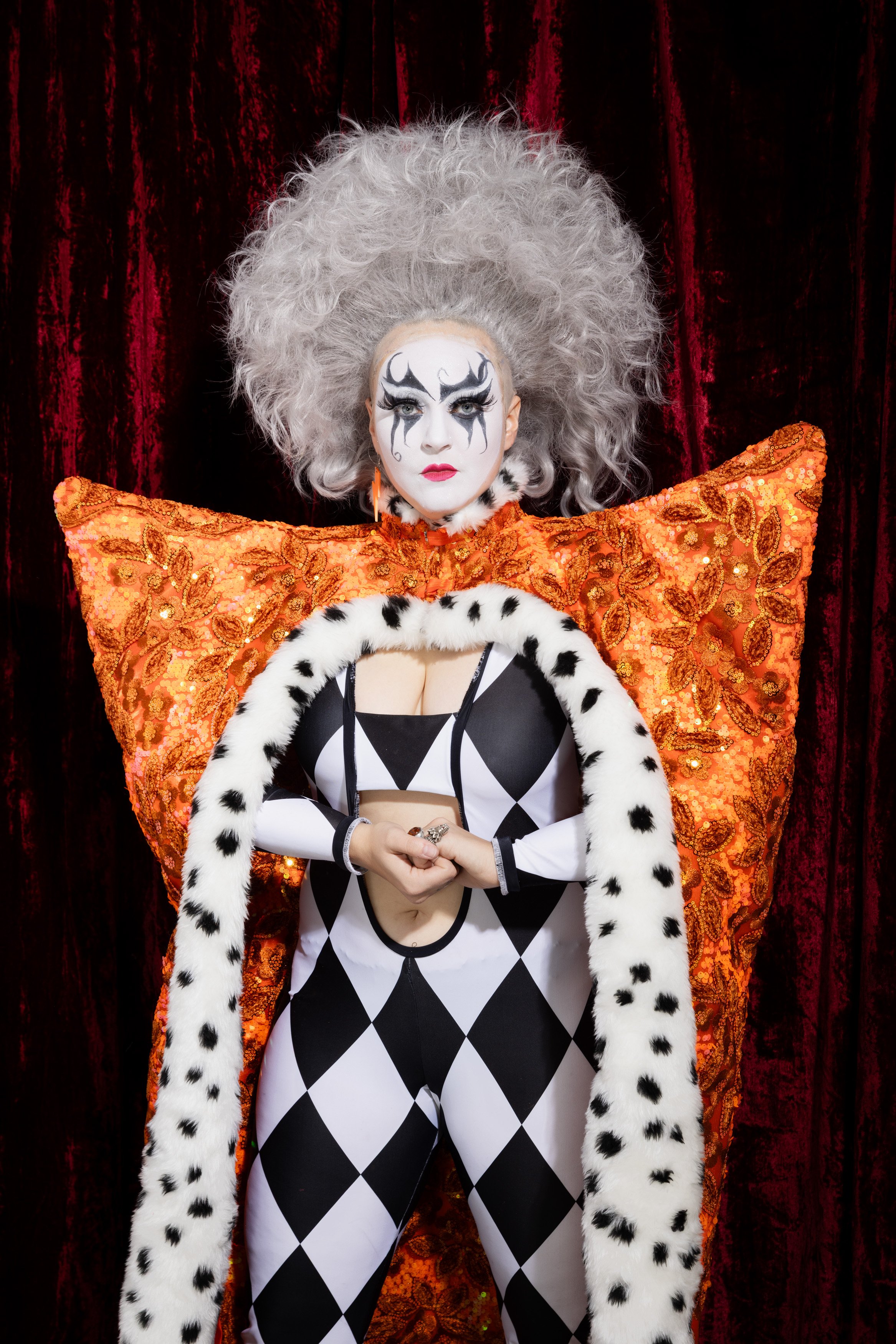 PMBC wearing the Royal Orange and Dalmatian Cape. Shot by Jennifer Forward - Hayter and James Klug.