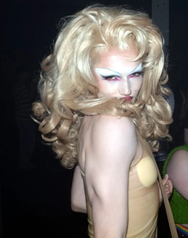 Wilma Hickey Heel wearing the translucent latex Bunni slip dress. Shot by Freddie Talbot.