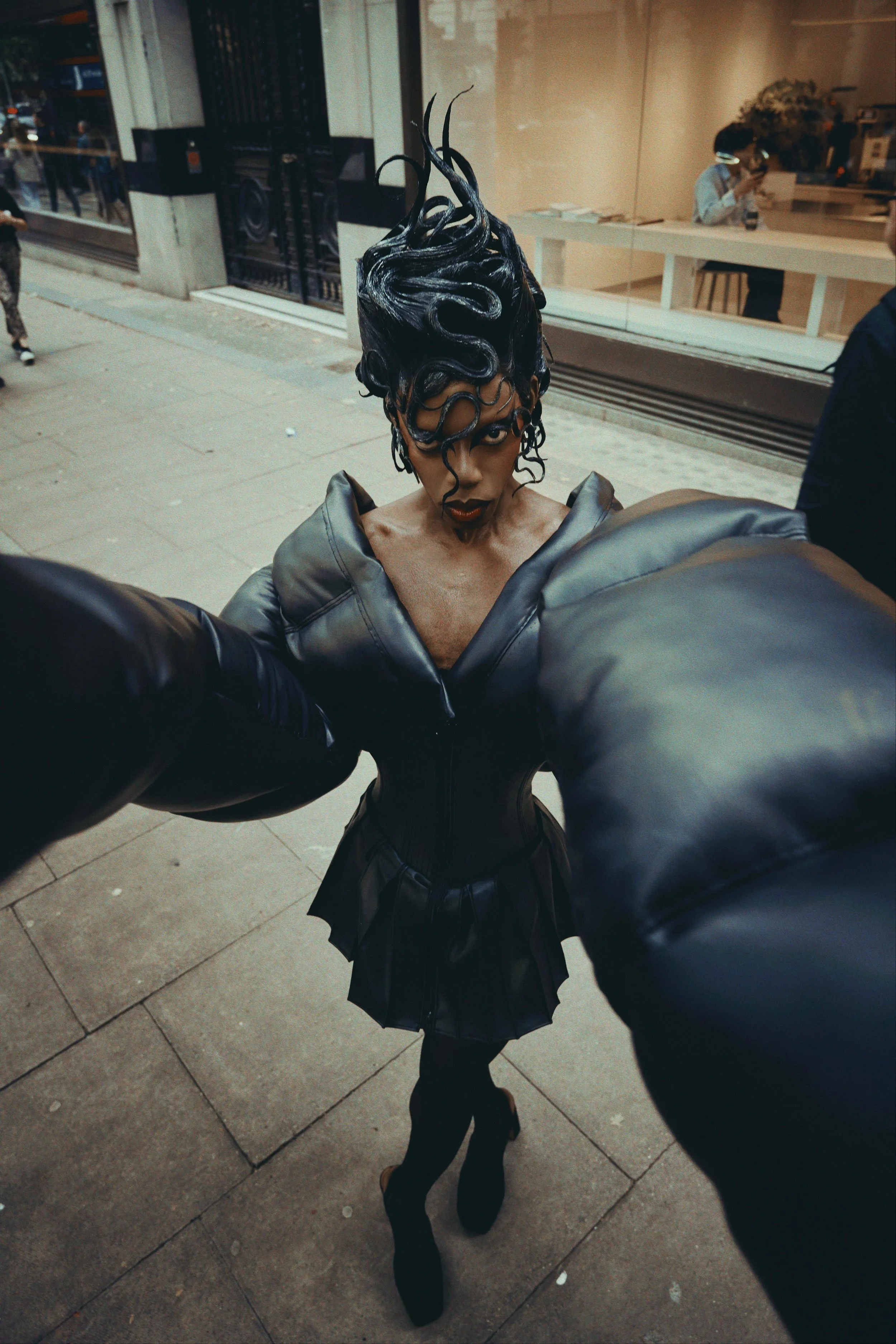 Black Peppa in ‘Black Puffer one-piece’ 
shot by Kim Lang