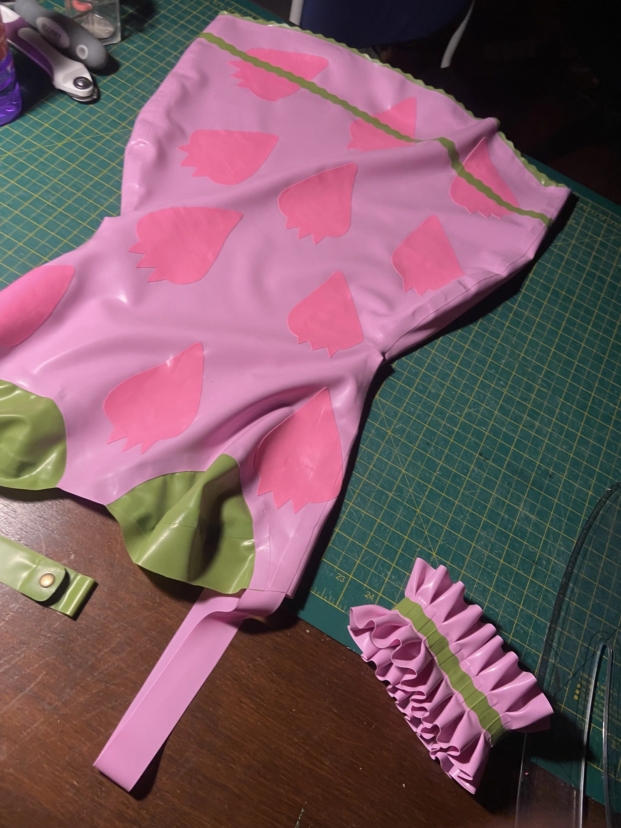 Flora Winx Club latex Bunni slip dress development.